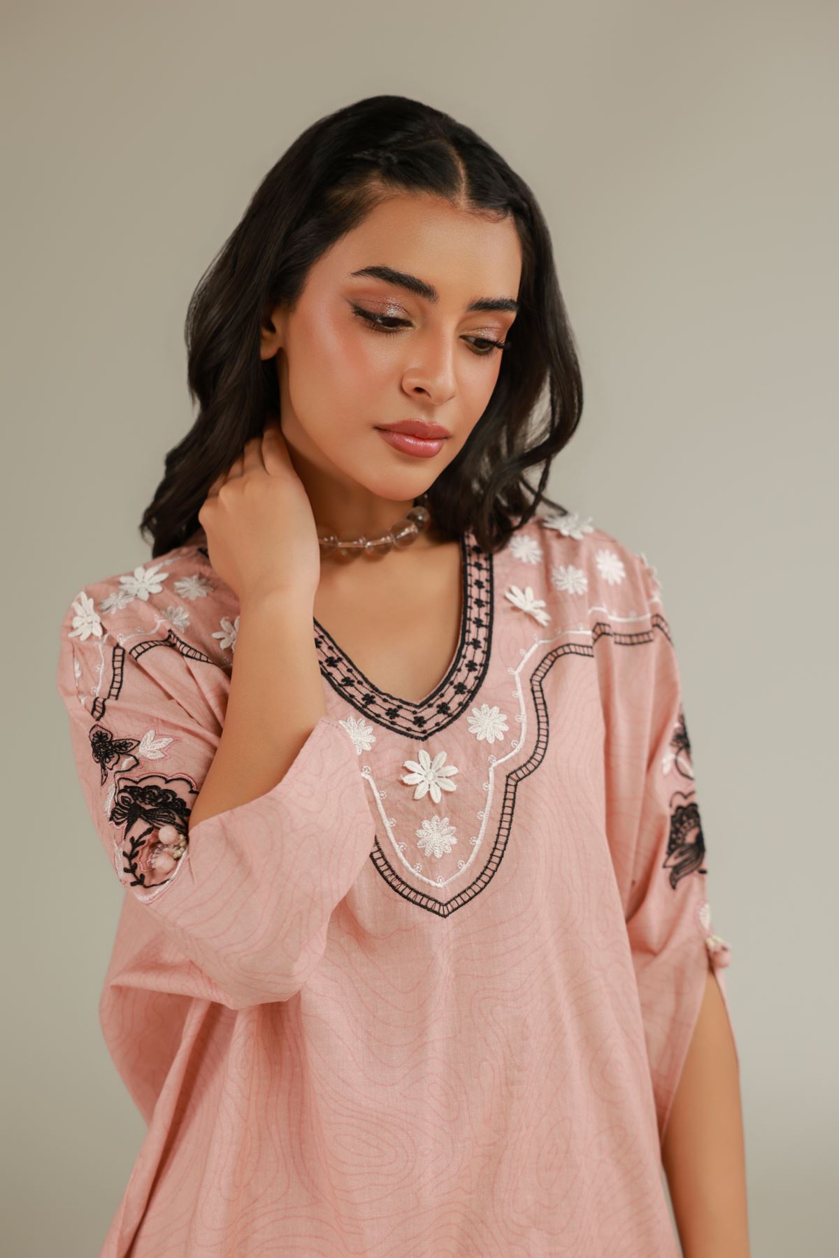 Embroidered Cotton Dobby Floral Cotton Kurta - 25-09-11E10-02TB-VG