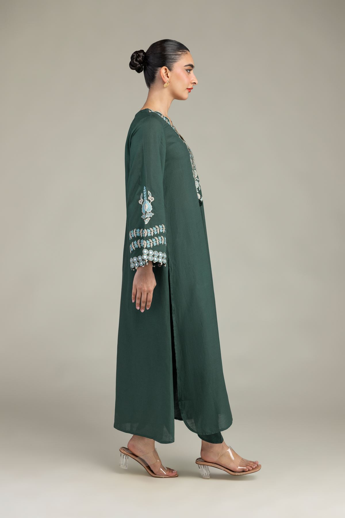 Embroidered Raw Silk Green Silk Shalwar - 2-26-210-A-D1-VG