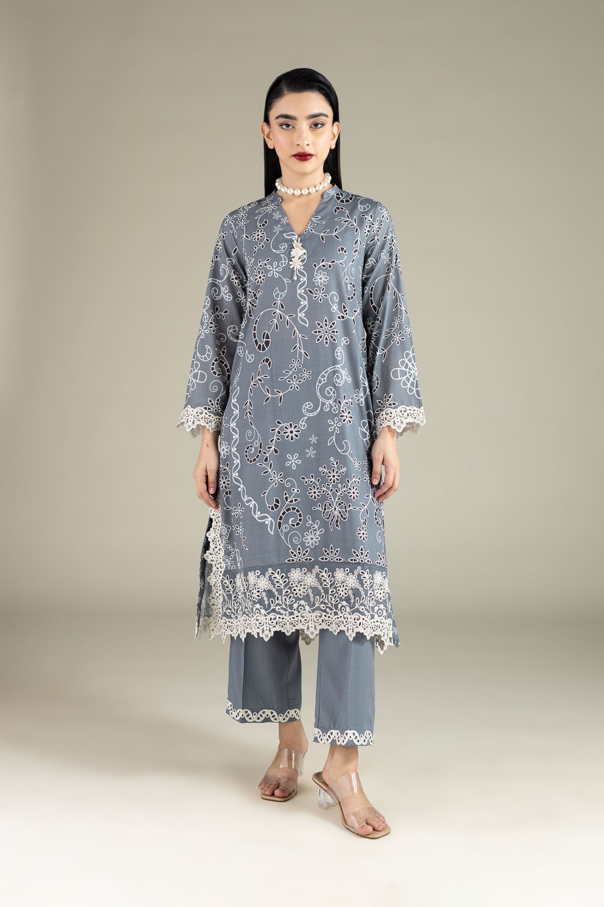 Embroidered Raw Silk Kurta - 25-10-12E1-04TA-VG
