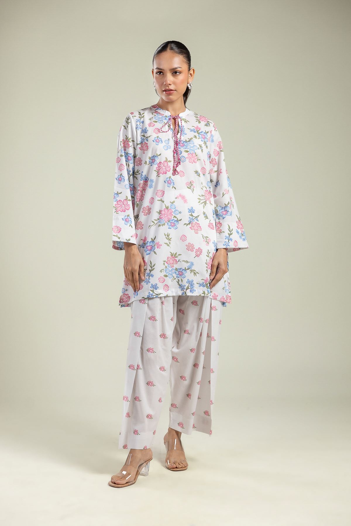 Printed Cambric Floral Cambric Shalwar - 1-26-208-A-G1-VG