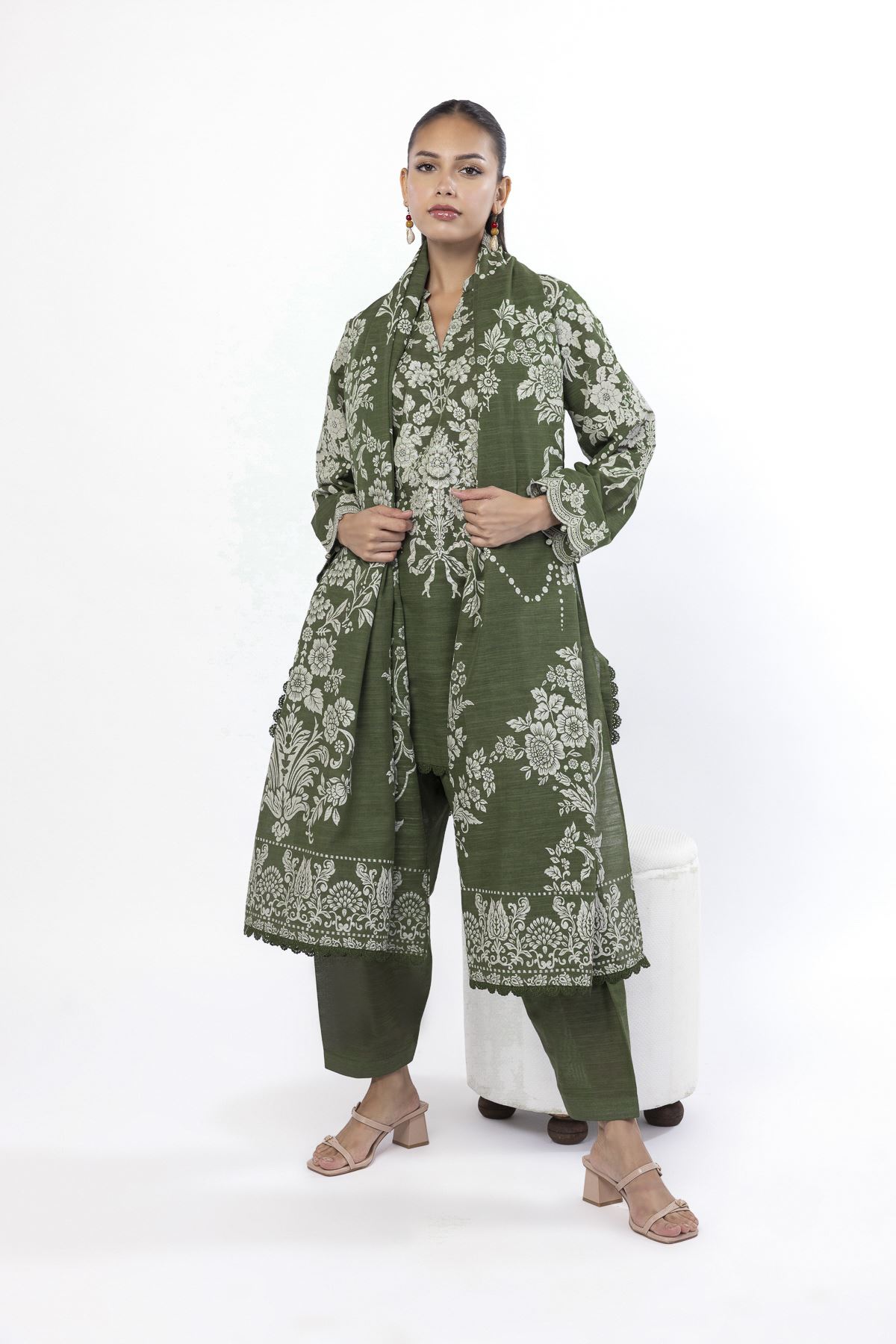 Printed Light Khaddar Fabrics 3 Piece - KW32B-VG
