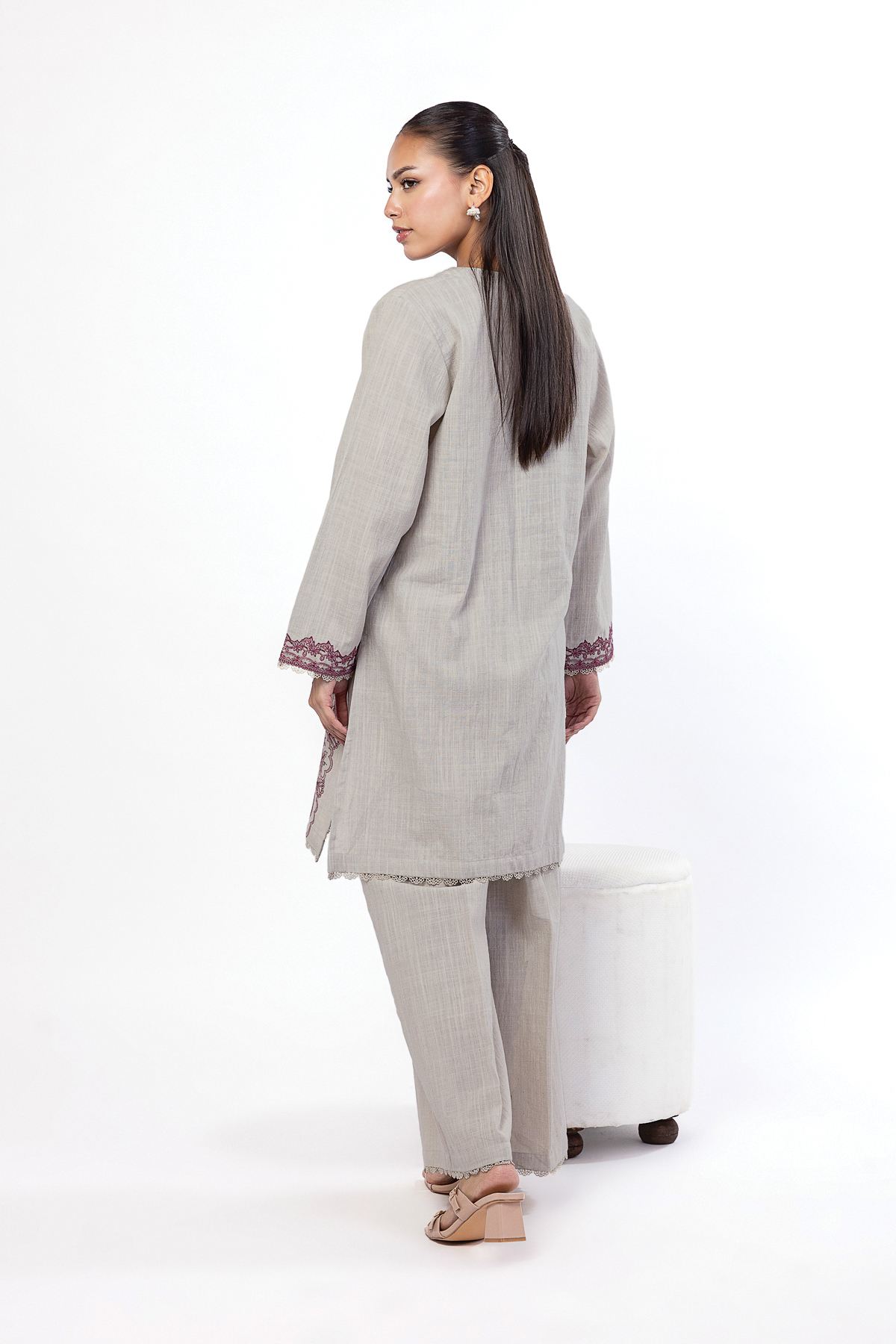 Embroidered Crosshatch Fabrics 2 Piece | Top and Bottom - KW30A-VG