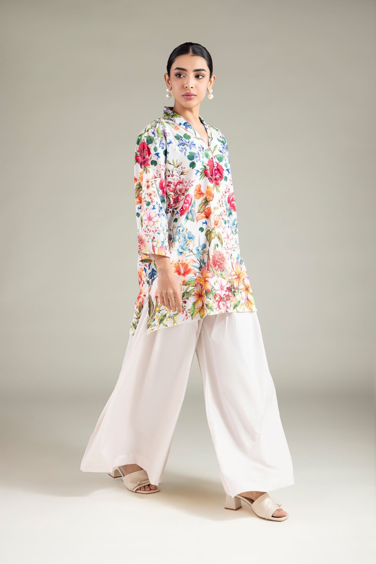 Printed Polyester Silk Pants - 1-26-105-A-A-VG
