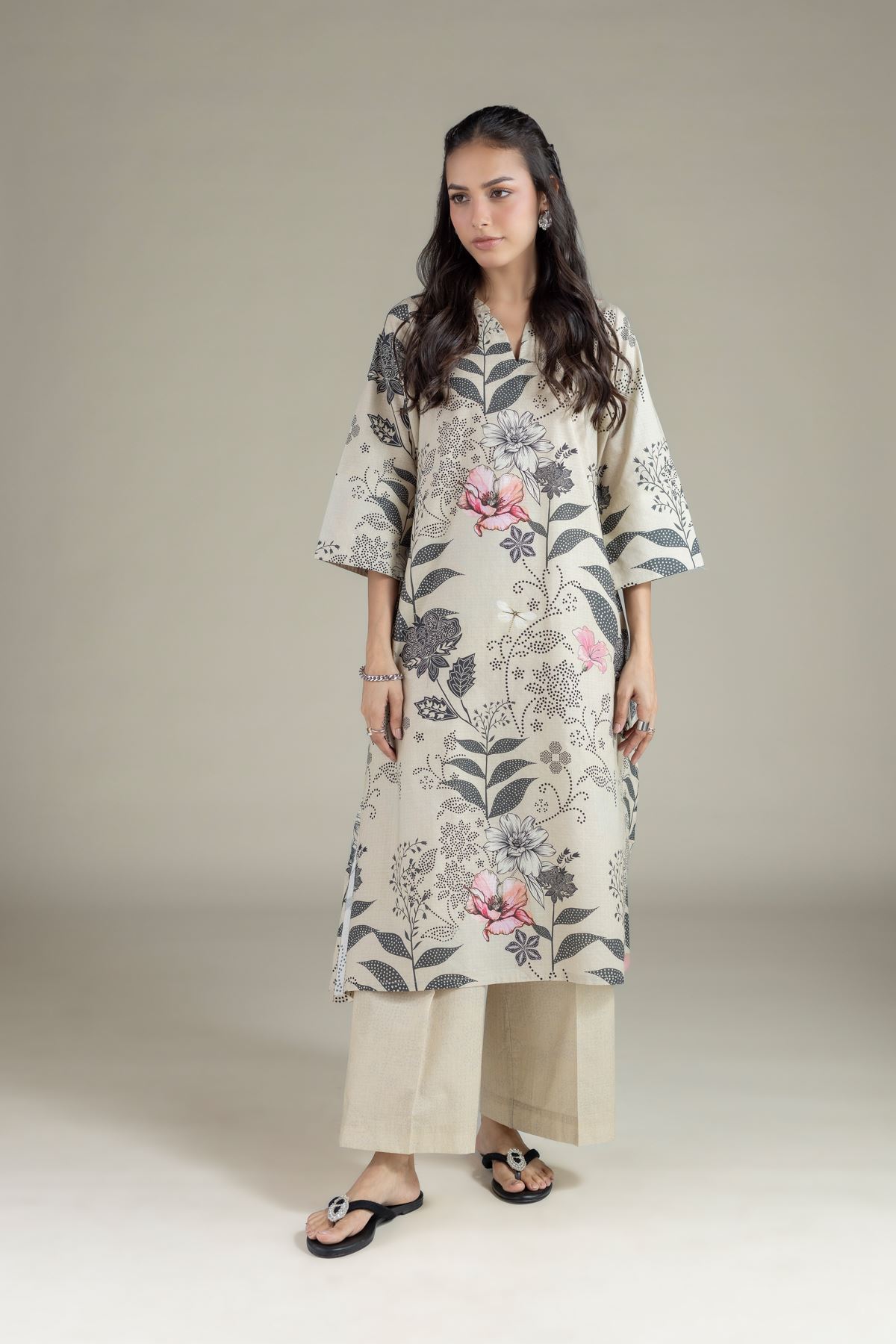 Printed Cotton Dobby Pants - 1-26-143-A-C-VG