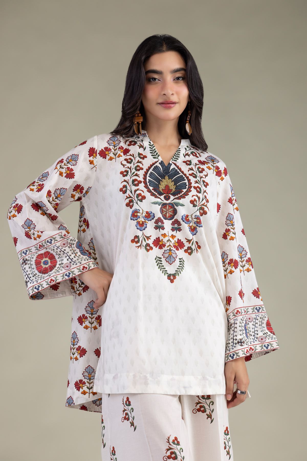 Printed Cambric White Cambric Kurta - 1-26-314-B-A1-VG