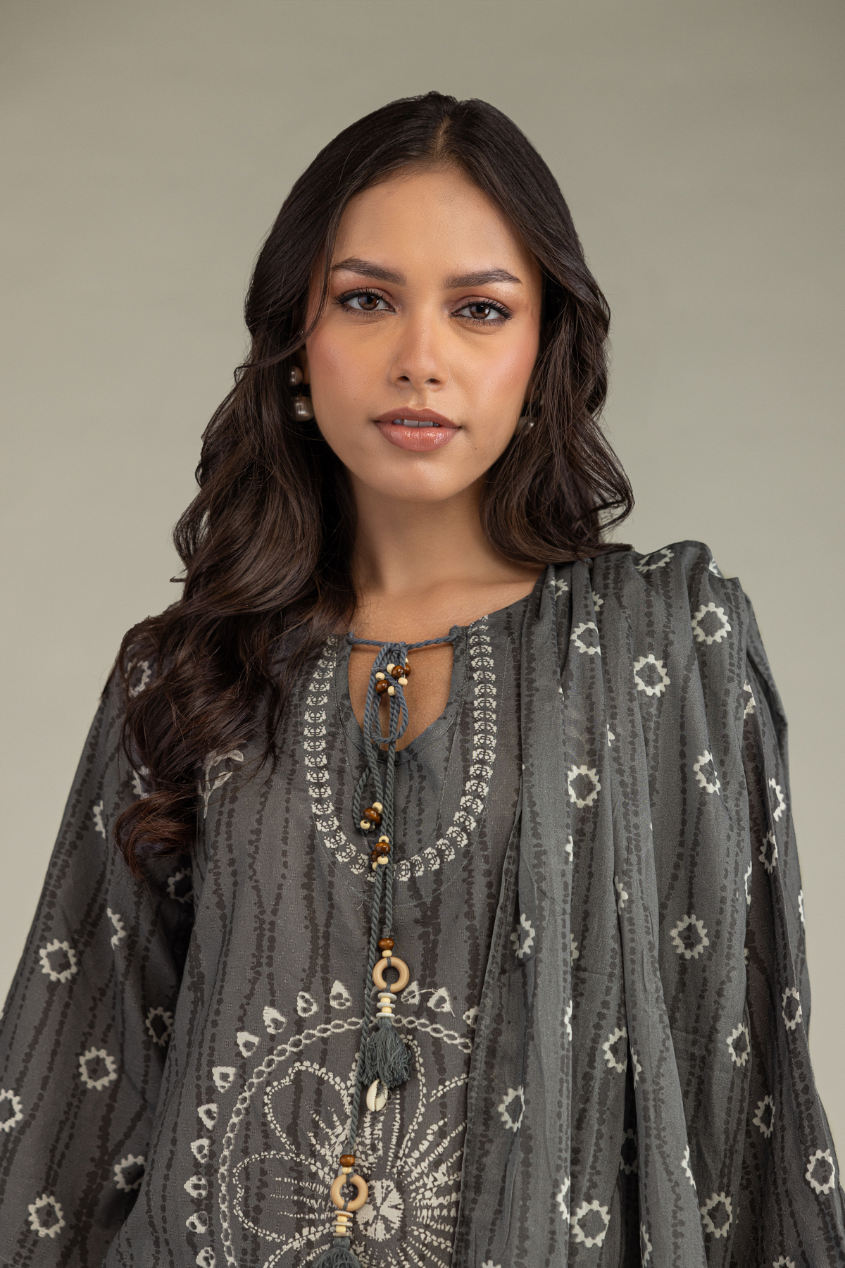 Printed Voile Gray Printed Dupatta - 1-26-220-B-E1-VG