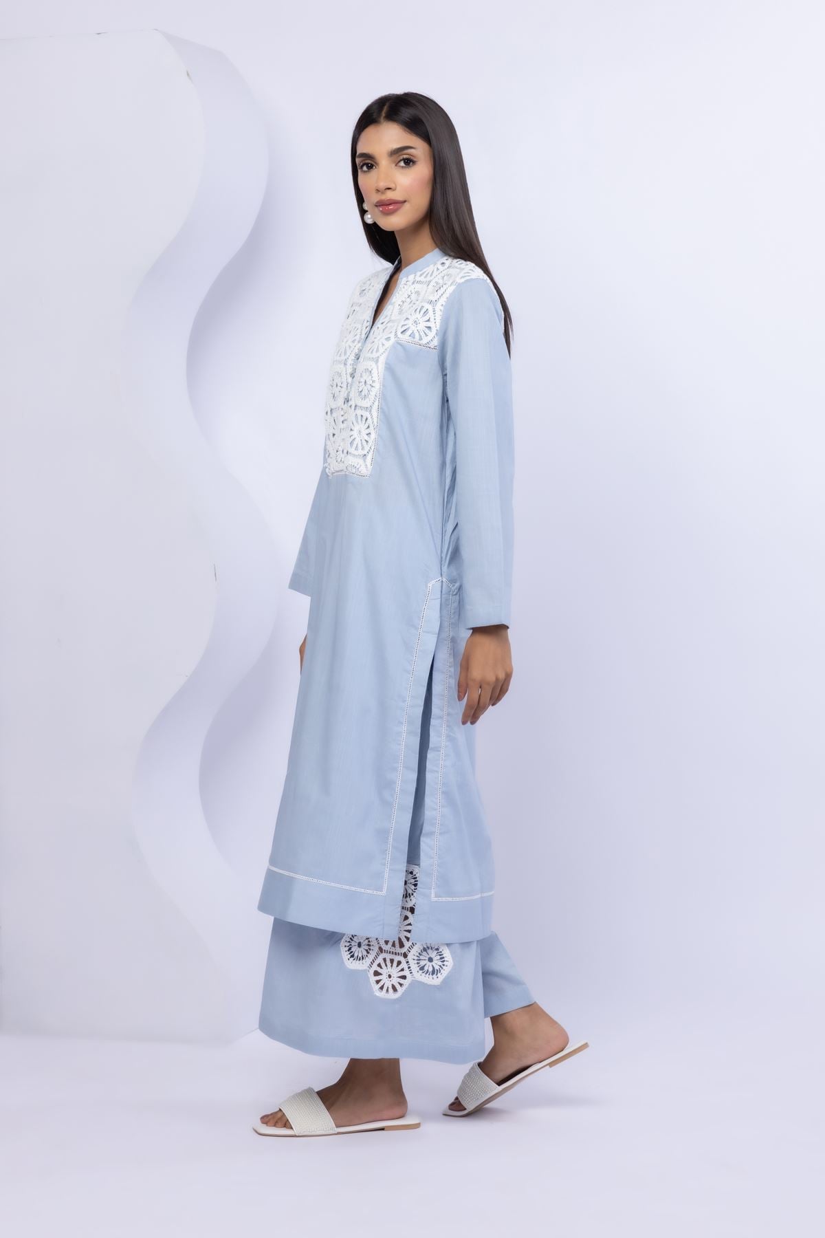 Embroidered Crosshatch Poplin Pants - 25-06-6E3-02BA-VG
