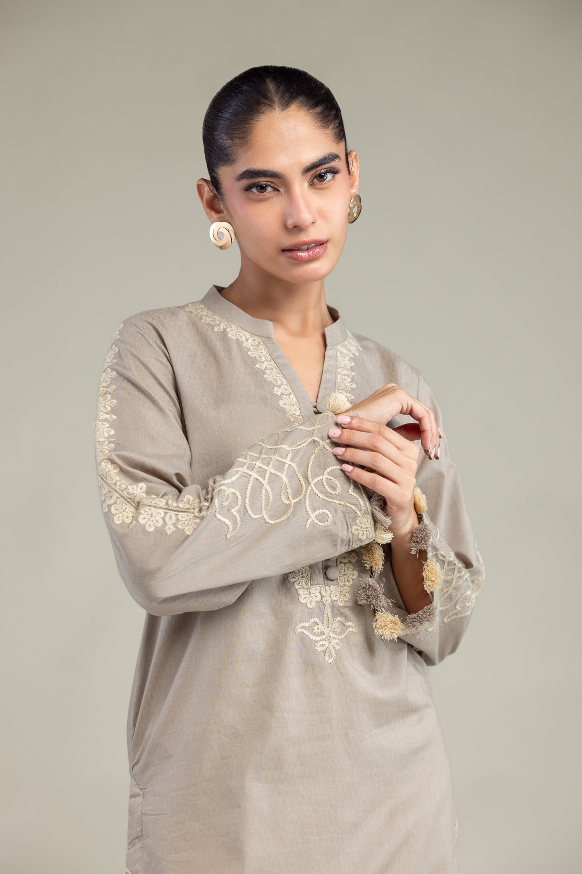 Embroidered Cotton Dobby Cotton Dobby Kurta - 1-26-102-A-F-VG