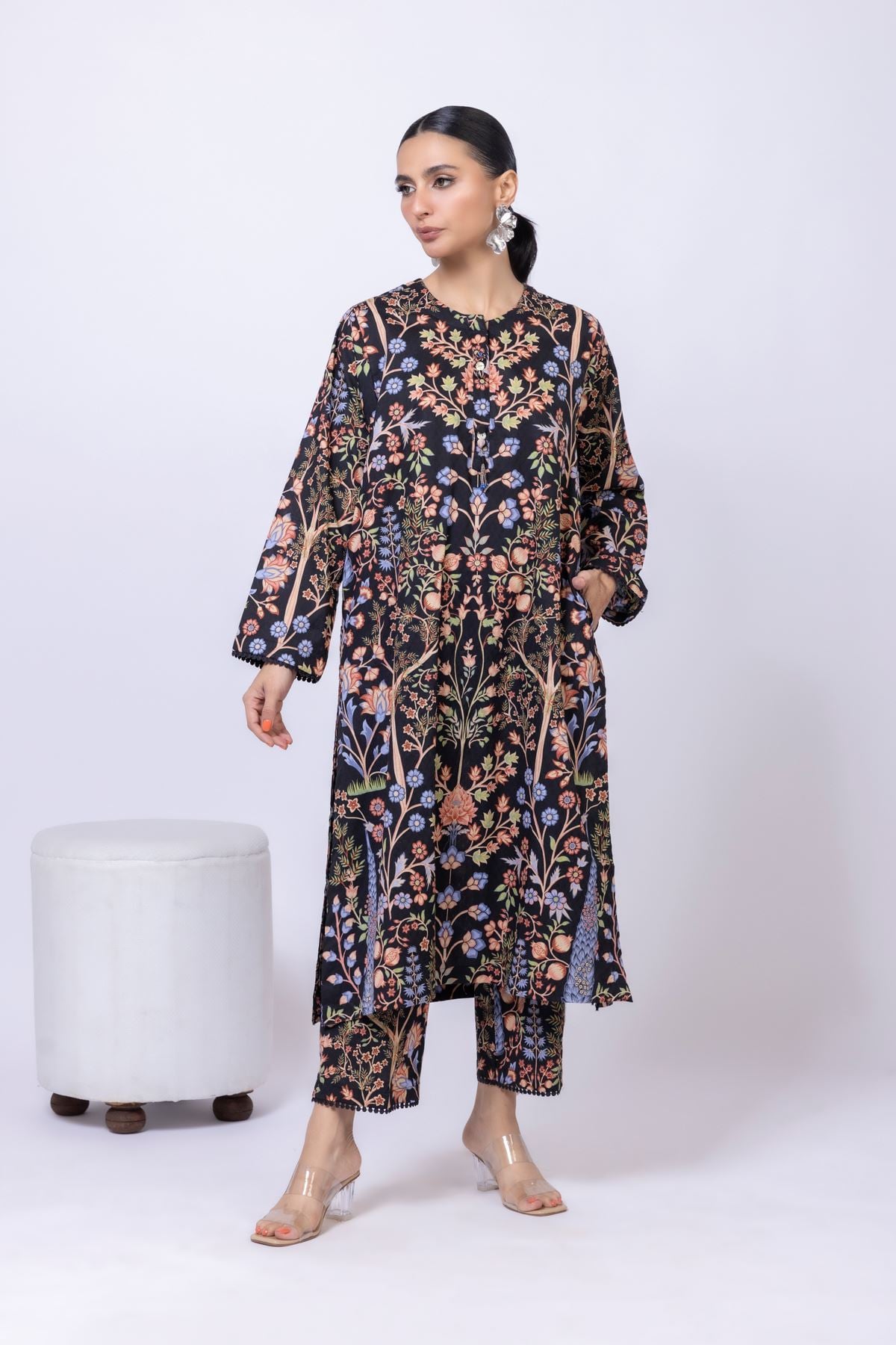Printed Cotton Dobby Pants - 25-04E43-01TB-VG