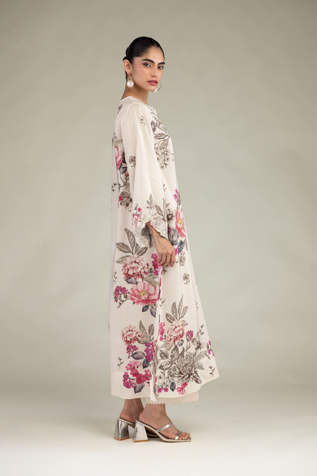 Embroidered Blended Viscose Floral Long Kurta - 1-26-241-B-F1-VG