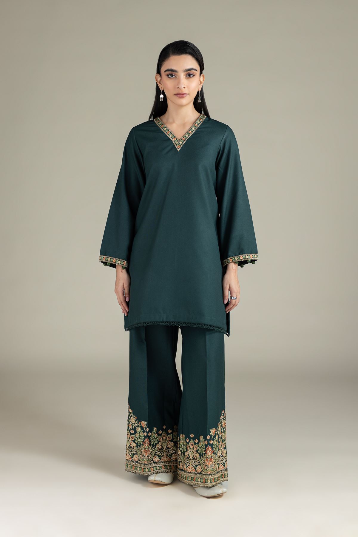 Embroidered Heavy Blended Viscose Kurta - 25-10-10S4-02TB-VG