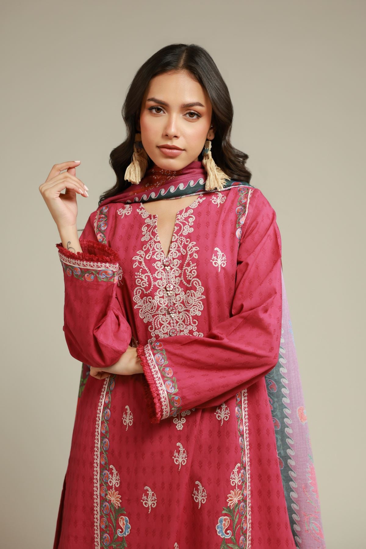 Embroidered Dobby Tailored 3-Piece Suit - 5-26-103-F-A-VG