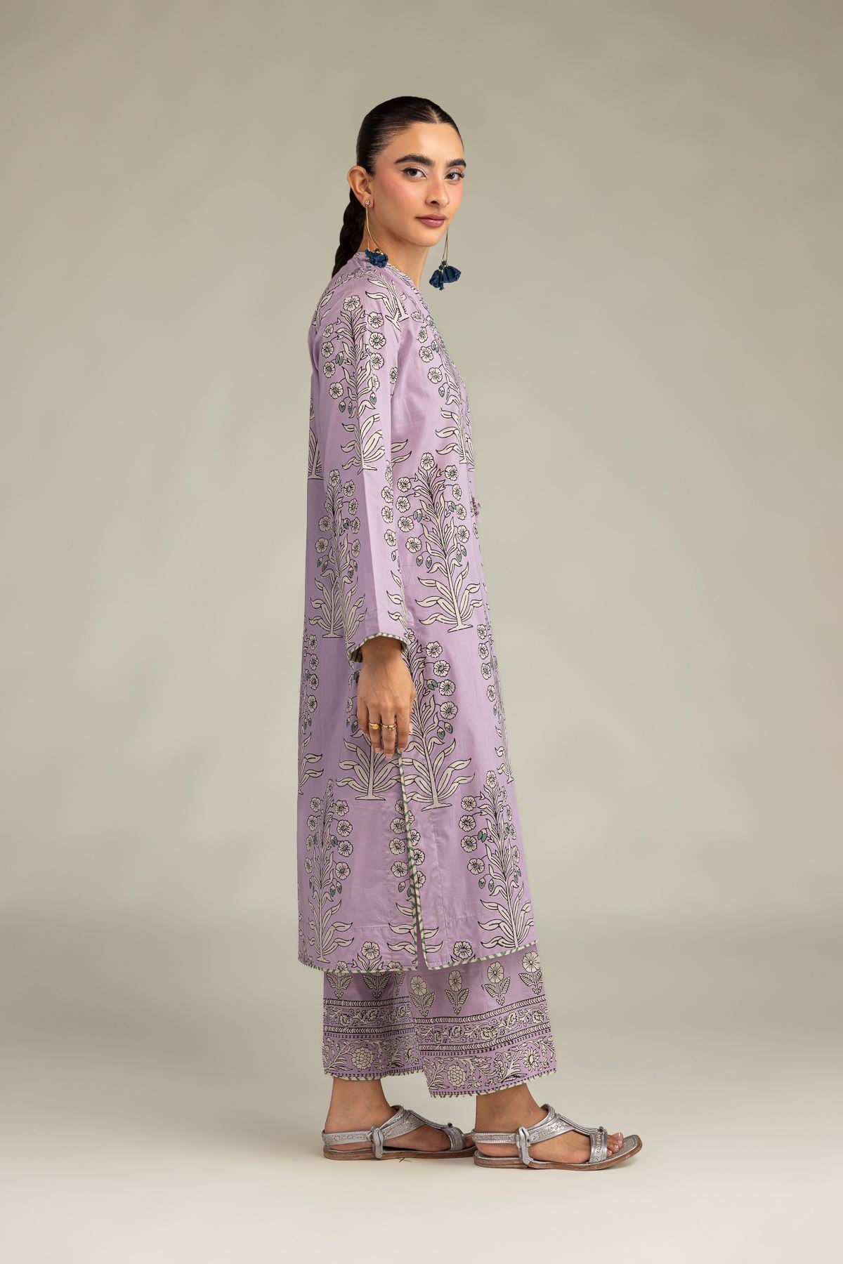 Printed Cambric Floral Lavender Pants - 1-26-102-A-F-VG
