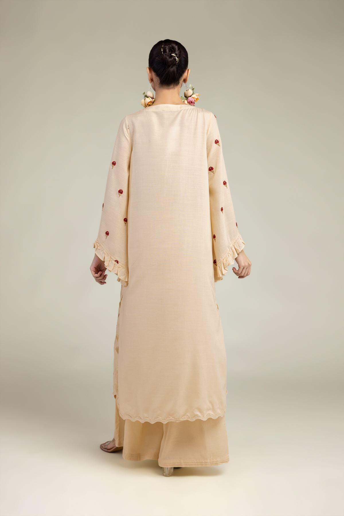 Embroidered Raw Silk Floral Silk Kurta - T-A33-26-210FJ1-VG