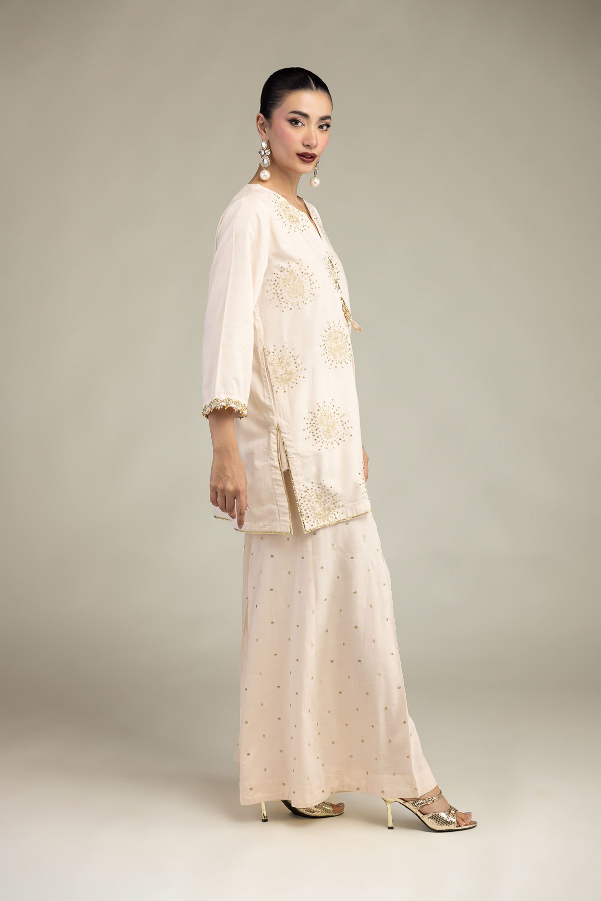 Embroidered Raw Silk Raw Silk Pants - 2-26-212-A-H1-VG