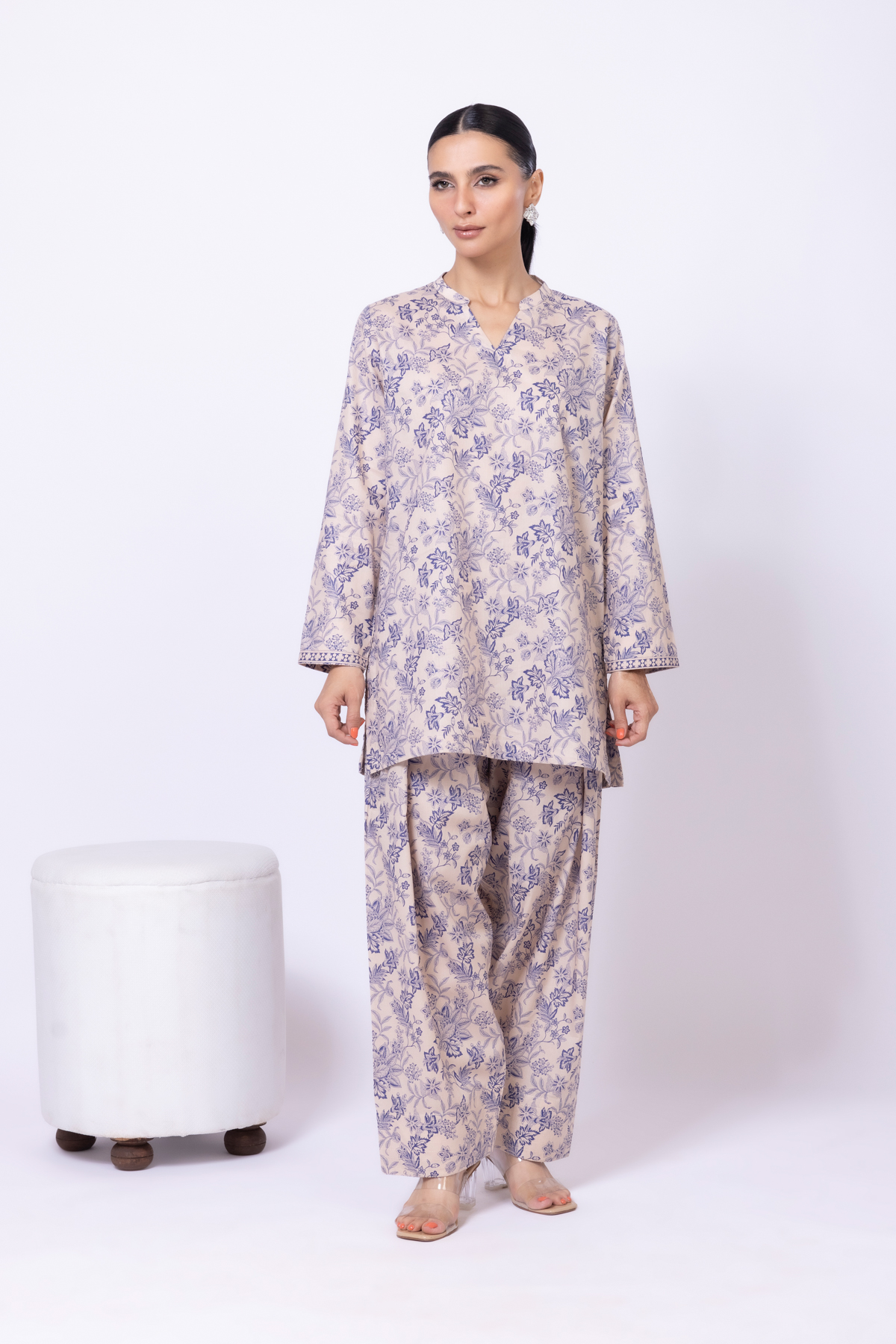 Printed Cambric Kurta - 25-07-7E8-08TA-VG