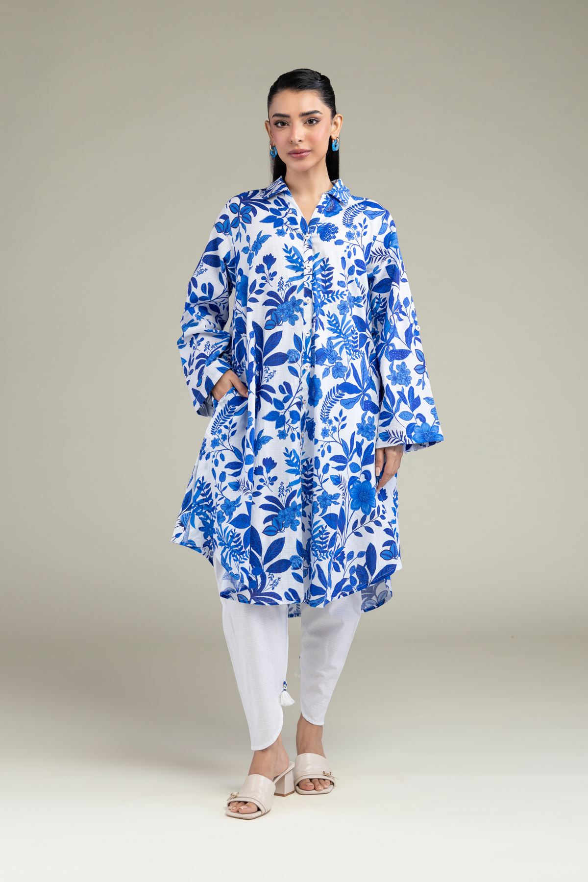 Printed Cotton Dobby Solid Cotton Shalwar - 1-26-247-A-B1-VG