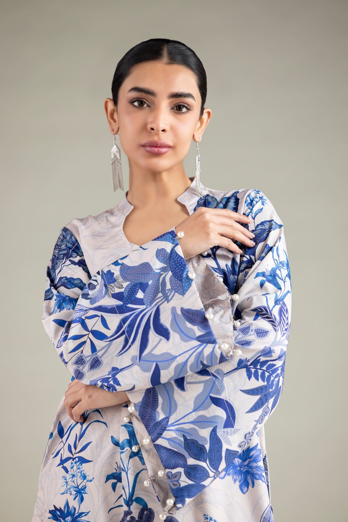Printed Polyester Silk Kurta - 1-26-105-A-E-VG