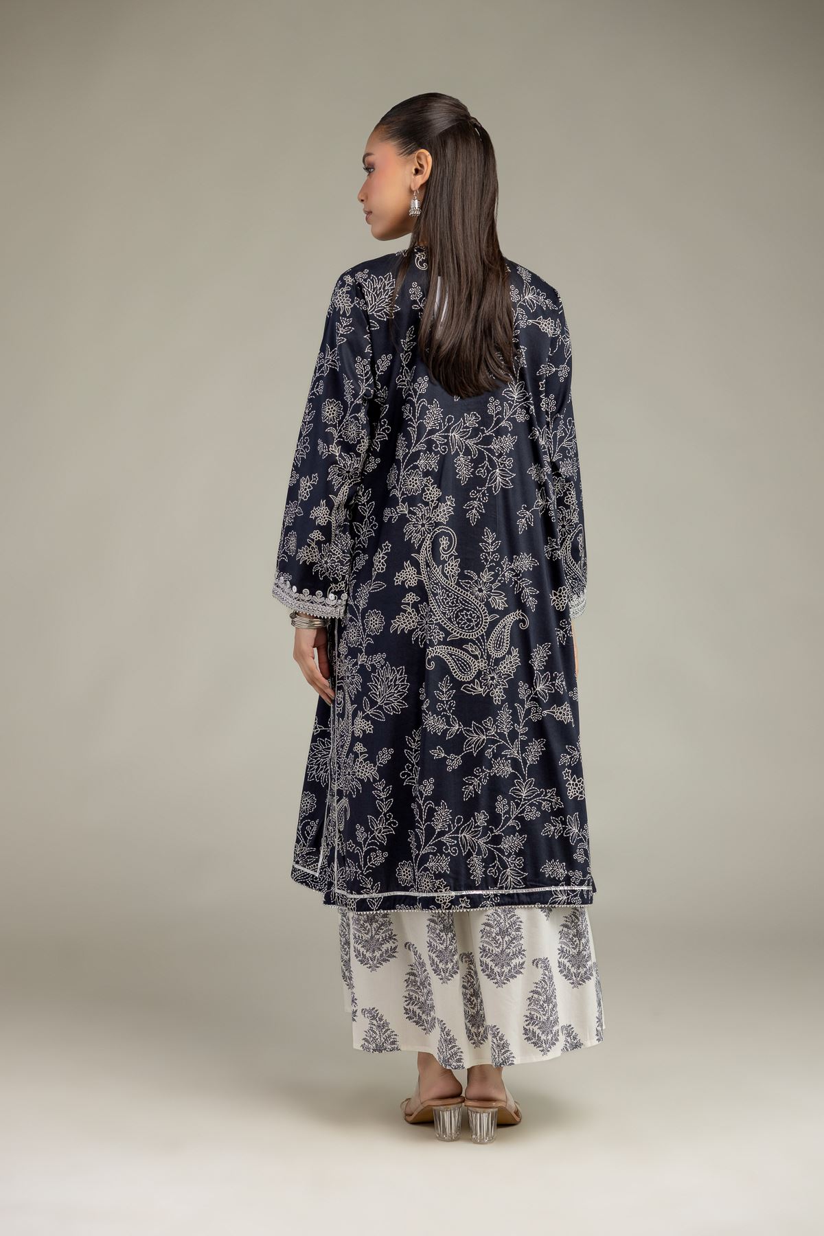 Embroidered Cotton Viscose Floral Paisley Kurta - T-A11-26-104FB2-VG