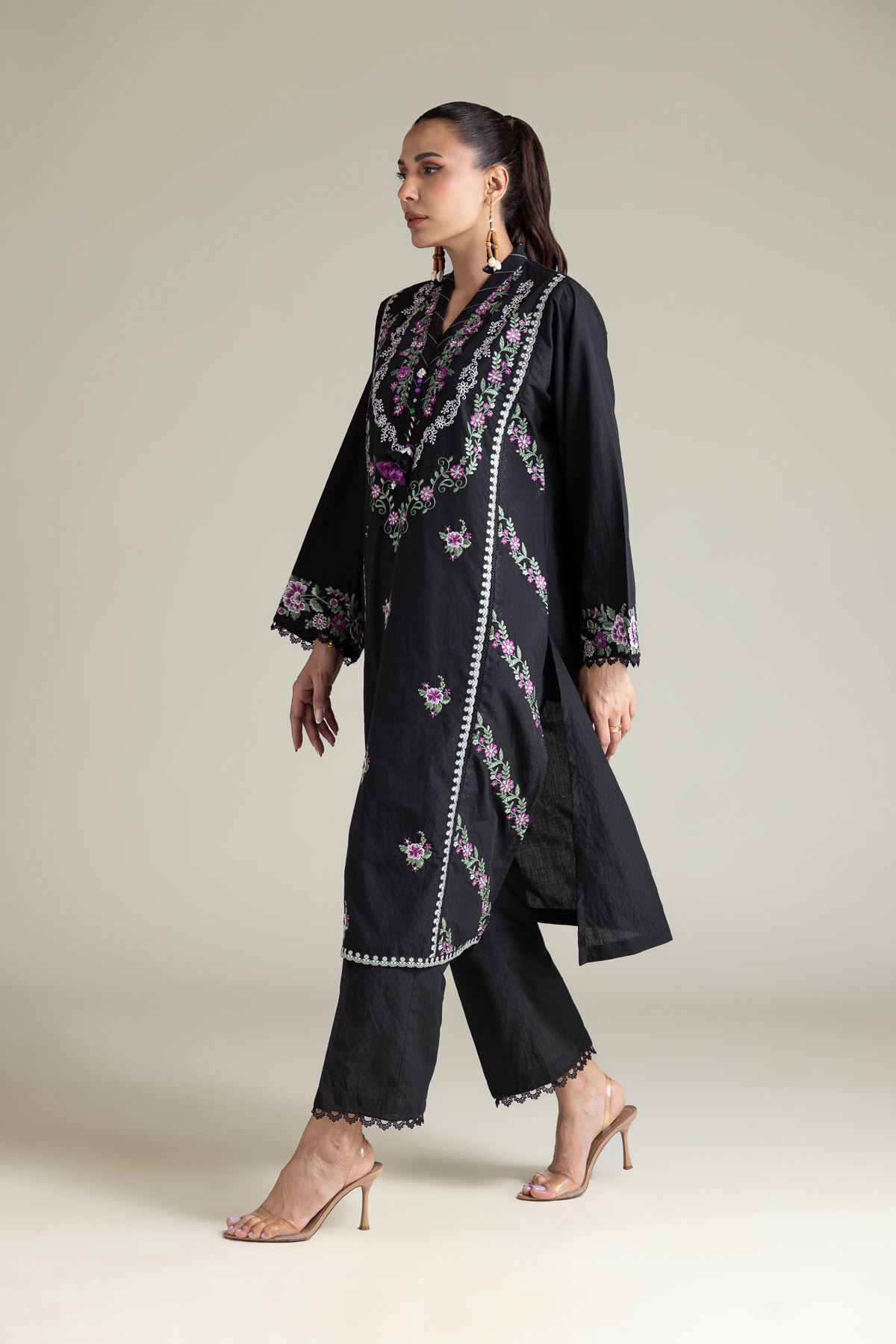 Embroidered Cotton Dobby Fabrics 2 Piece | Top and Bottom - A22-26-214FH1-VG