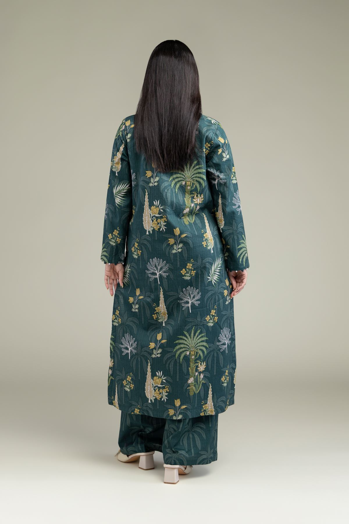 Printed Cotton Dobby Floral V-Neck Kurta - 1-26-211-A-F1-VG