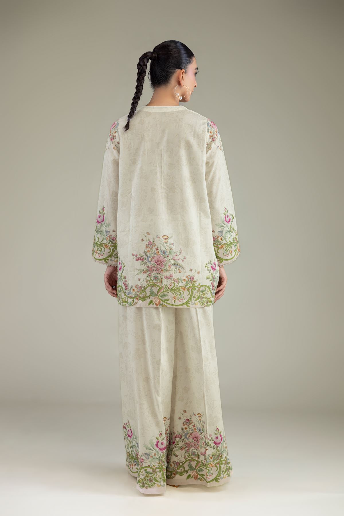 Printed Cambric Short V-Neck Kurta - 1-26-250-B-H1-VG