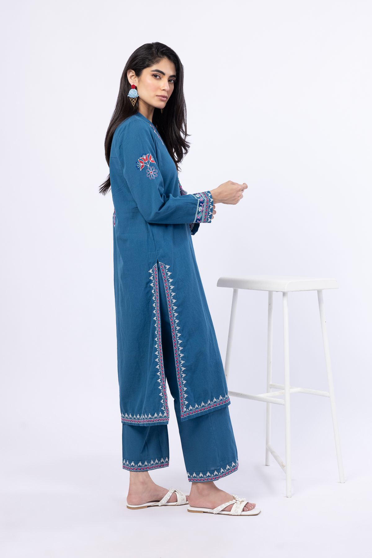 Embroidered Handwoven Cotton Kurta - 25-04E43-01TB-VG