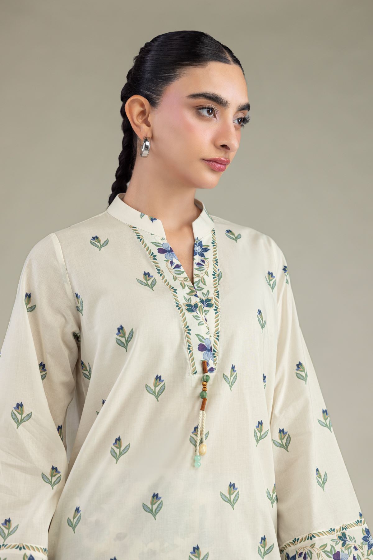 Printed Cambric Cambric Floral Kurta - 1-26-306-B-D1-VG