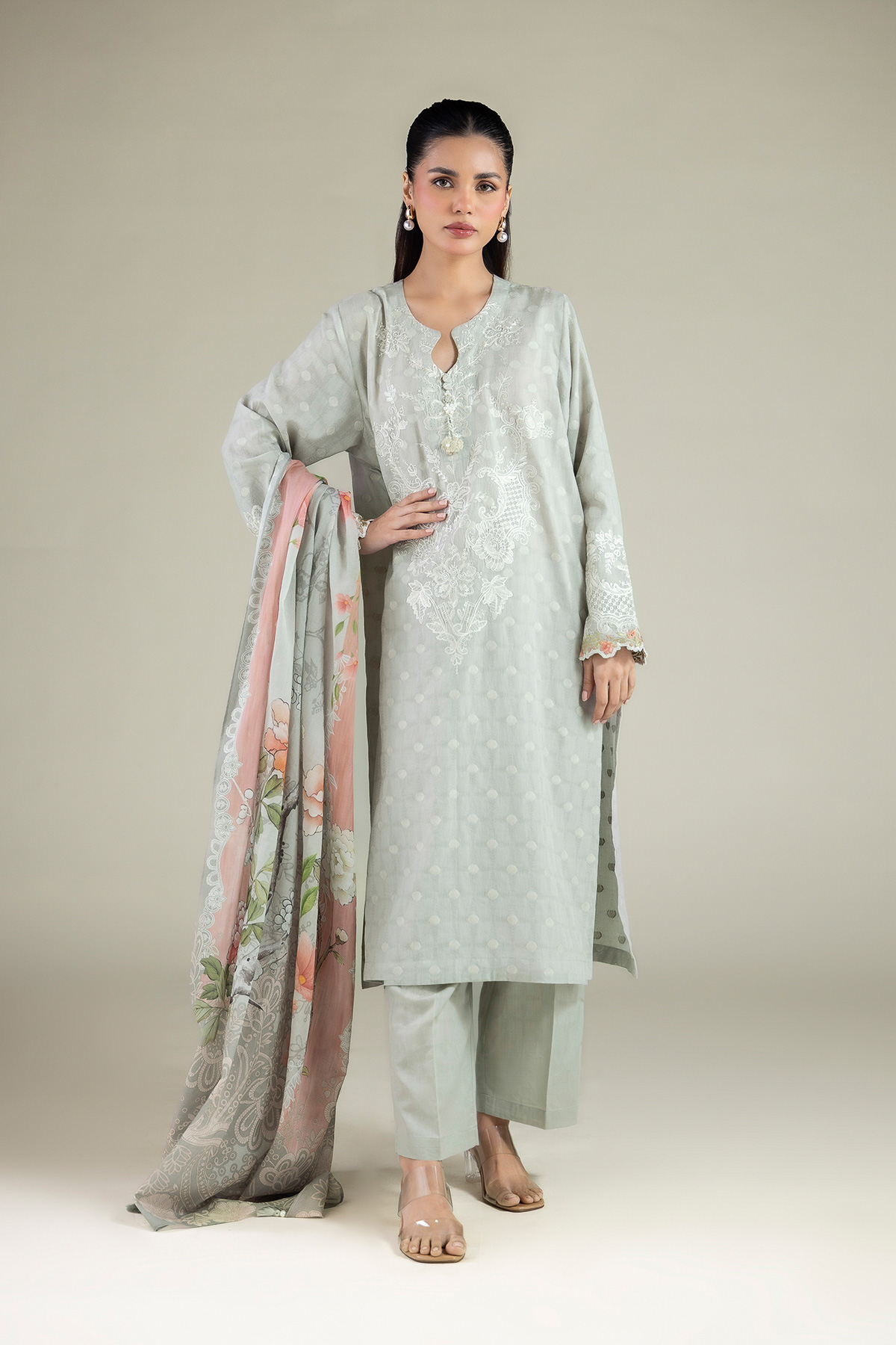 Embroidered Broshia Fabrics 3 Piece - A22-26-209FB1-VG