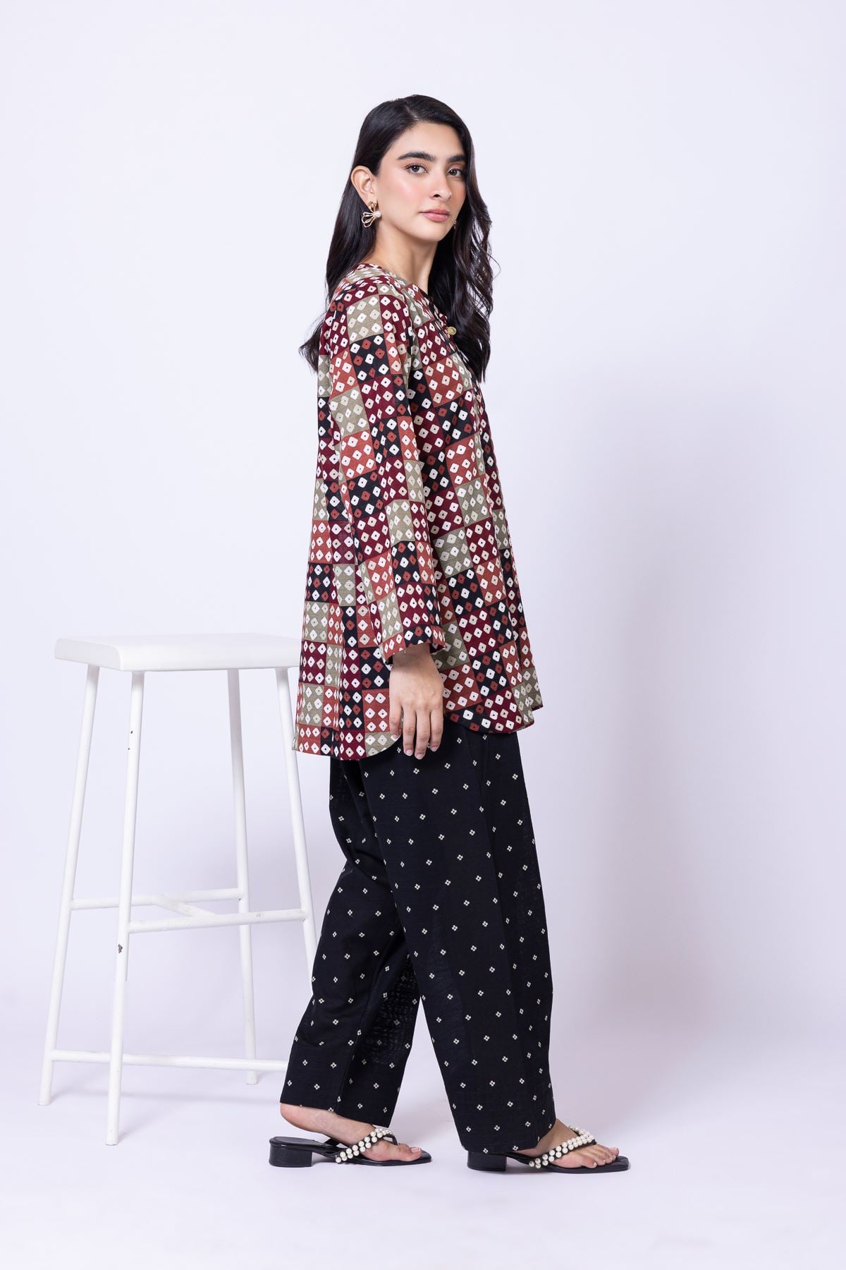 Printed Khaddar Geometric Shalwar - 25-10-12E10-08TA-VG
