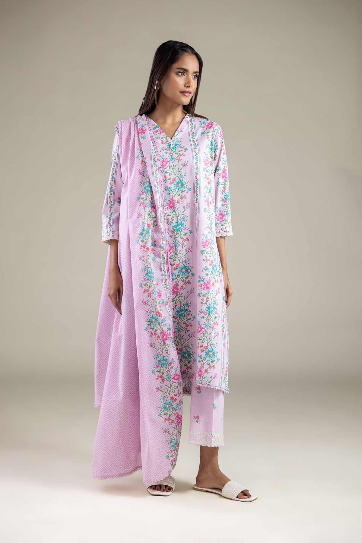 Embroidered Textured Lawn Dupatta - 1-26-123-A-A-VG