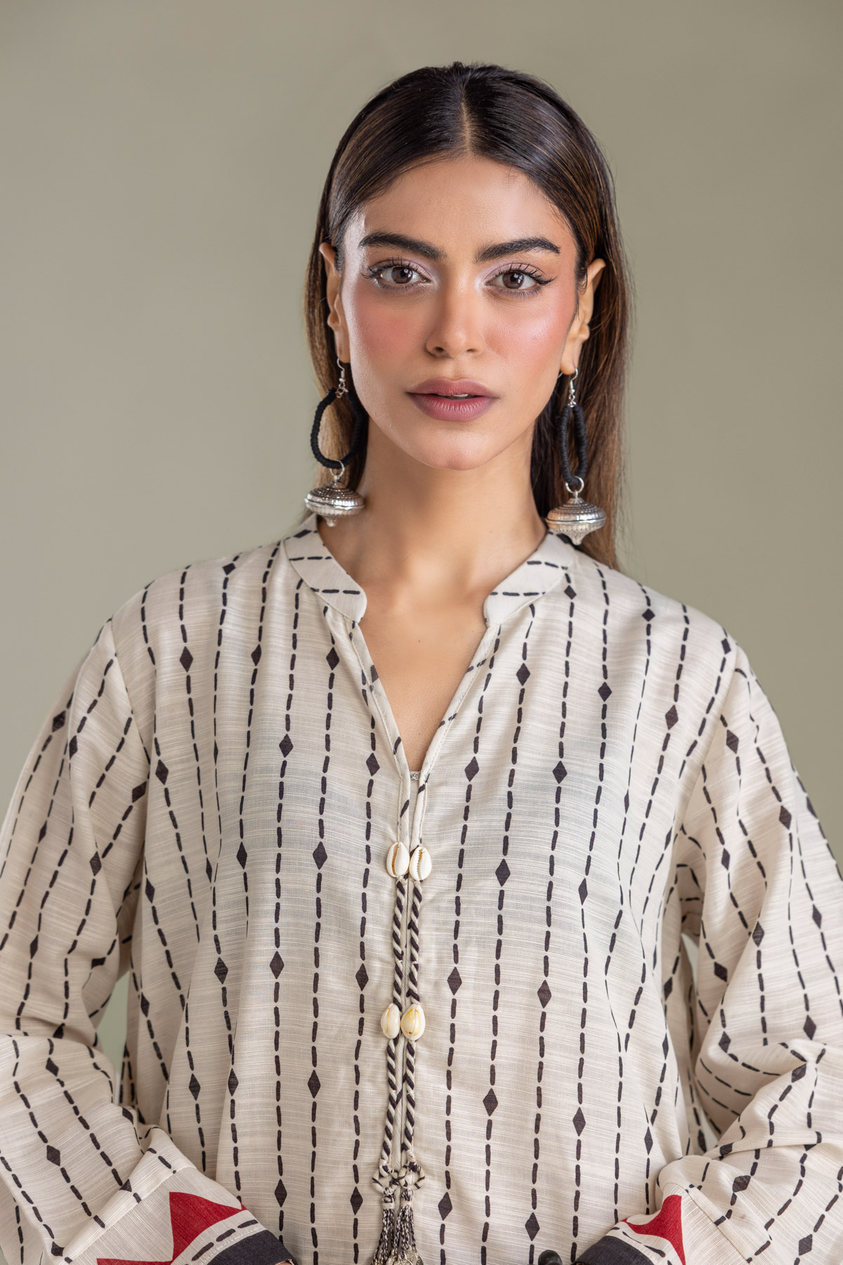 Printed Light Khaddar Off-White Khaddar Kurta - 1-26-409-A-E-VG