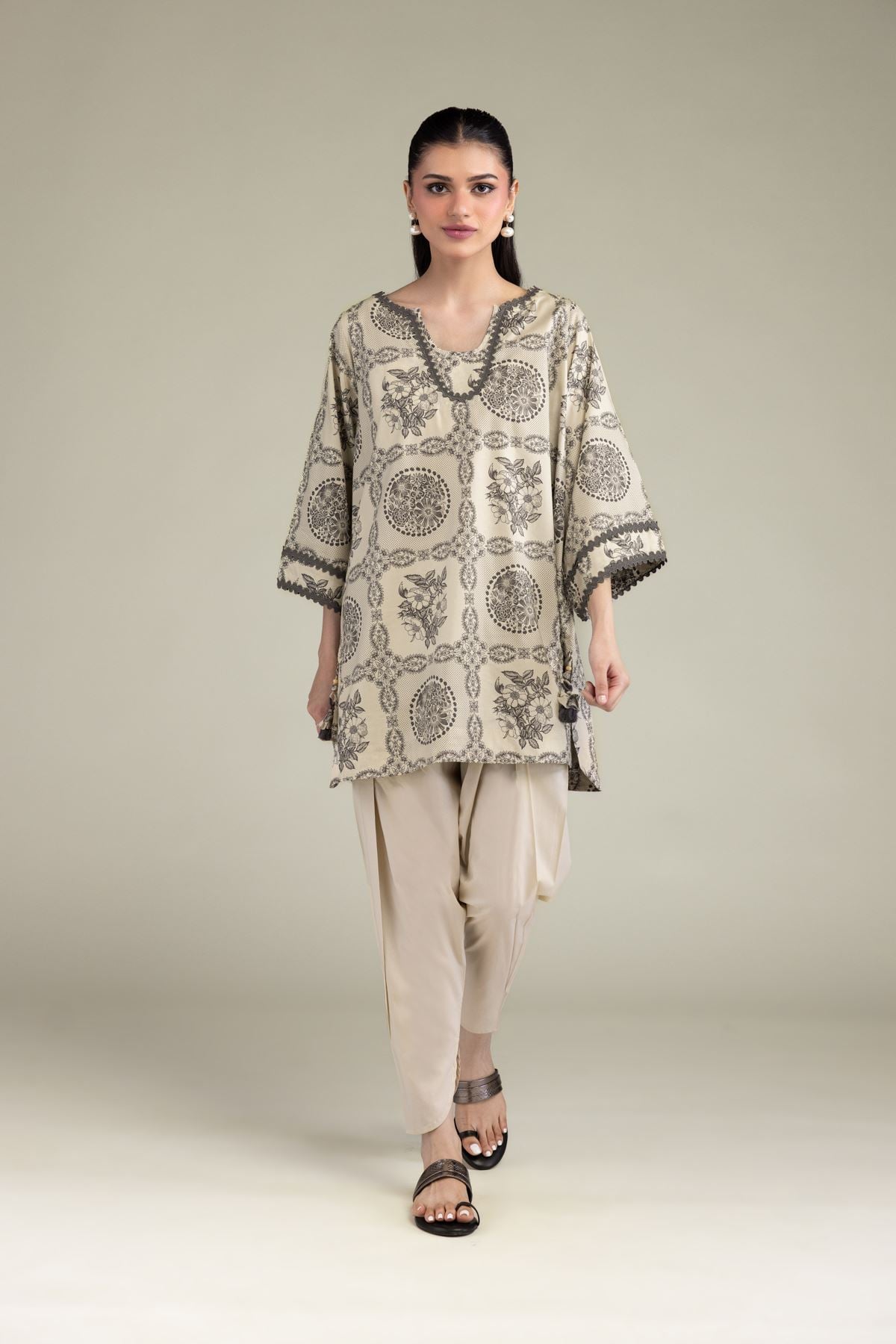 Printed Cotton Viscose Beige Solid Shalwar - 1-26-210-A-H1-VG