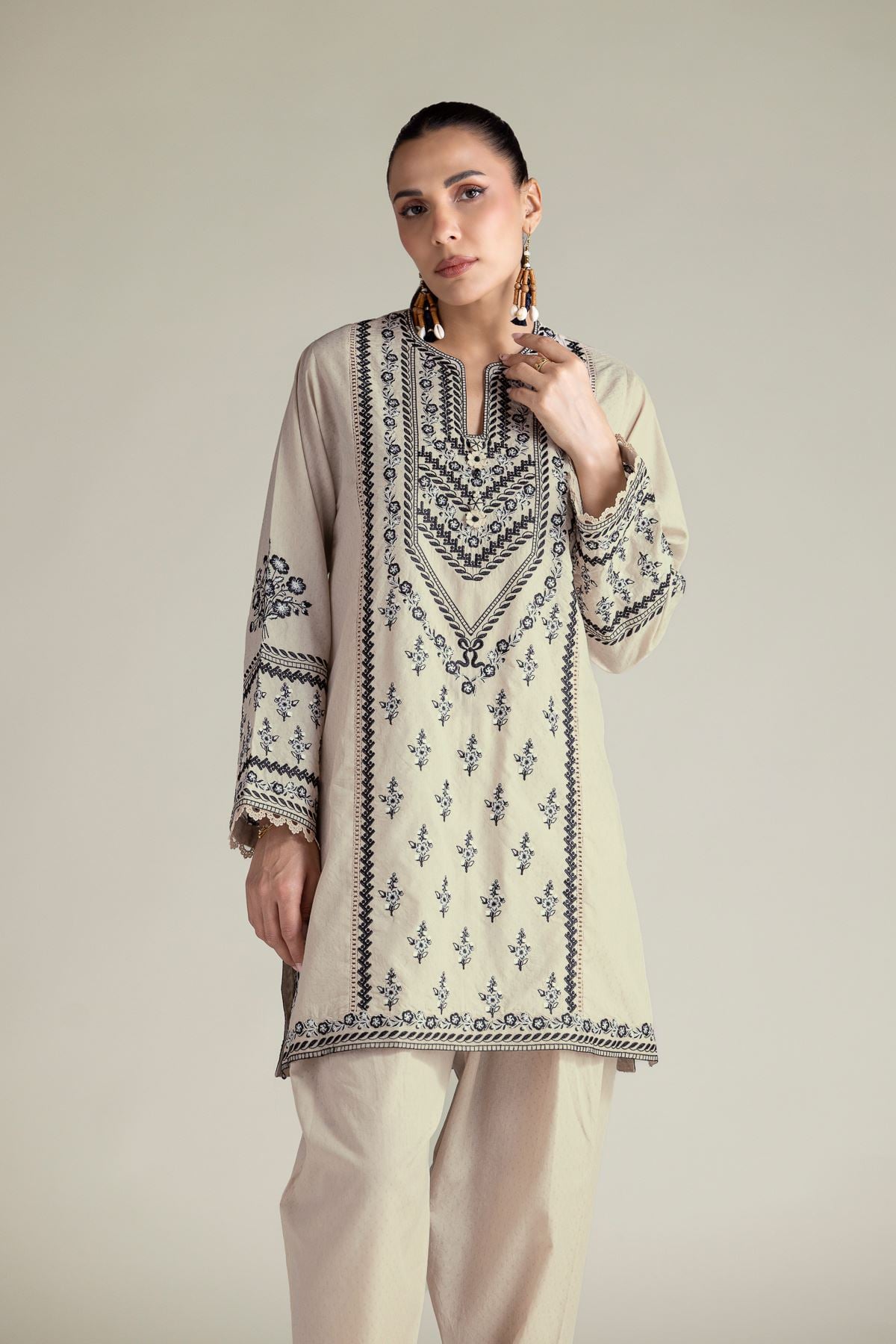 Embroidered Cotton Dobby 2-Piece Tailored Set - 1-26-250-B-H1-VG