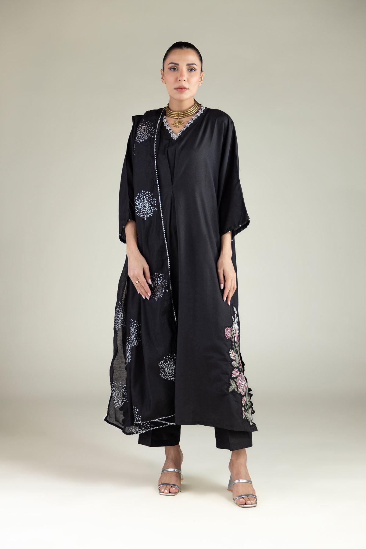 Embroidered Raw Silk All-Season Regular Pants - 2-26-110-A-G-VG