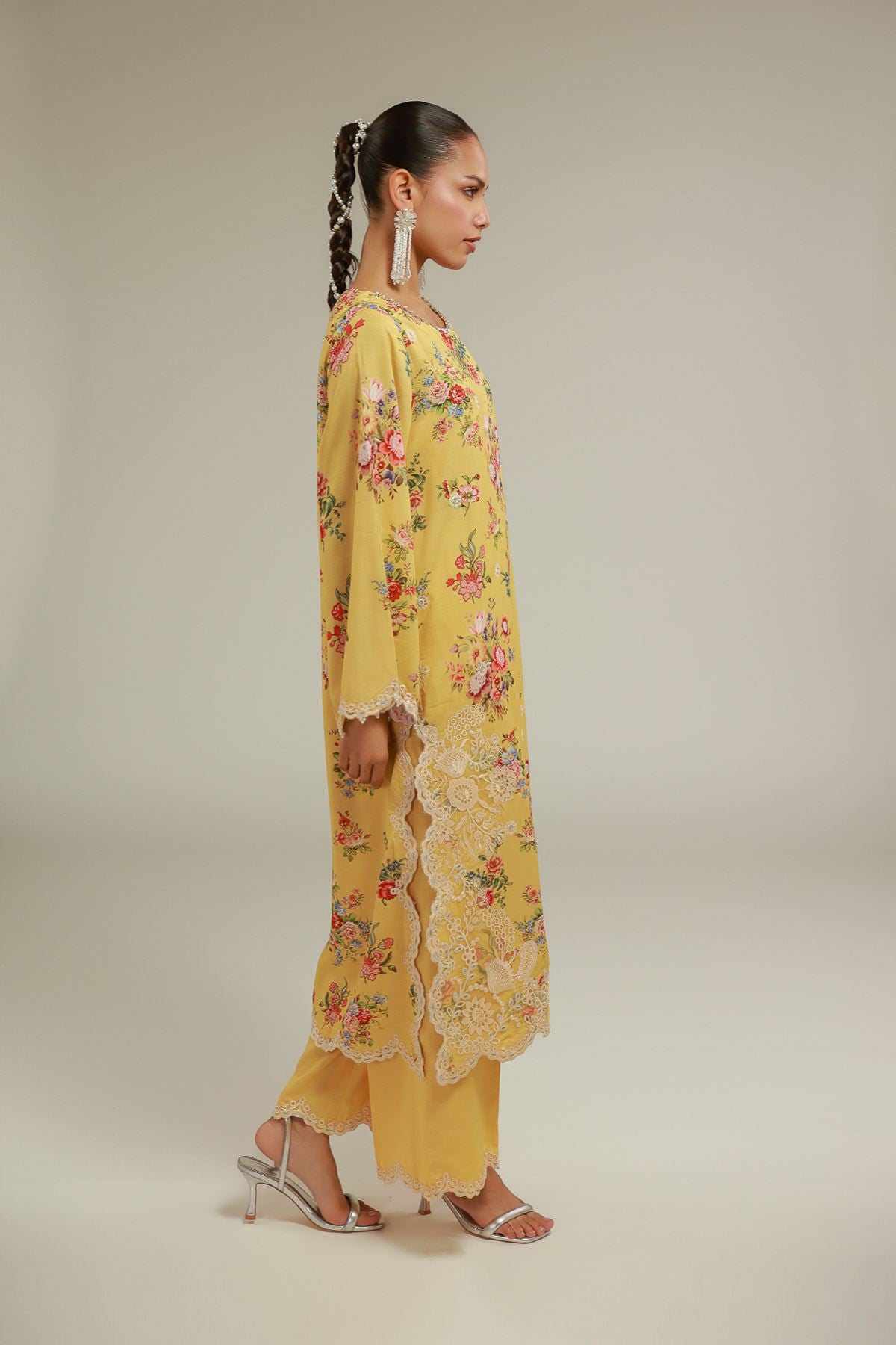 Embroidered Raw Silk Summer Embroidered Pants - 6-26-105-A-D-VG