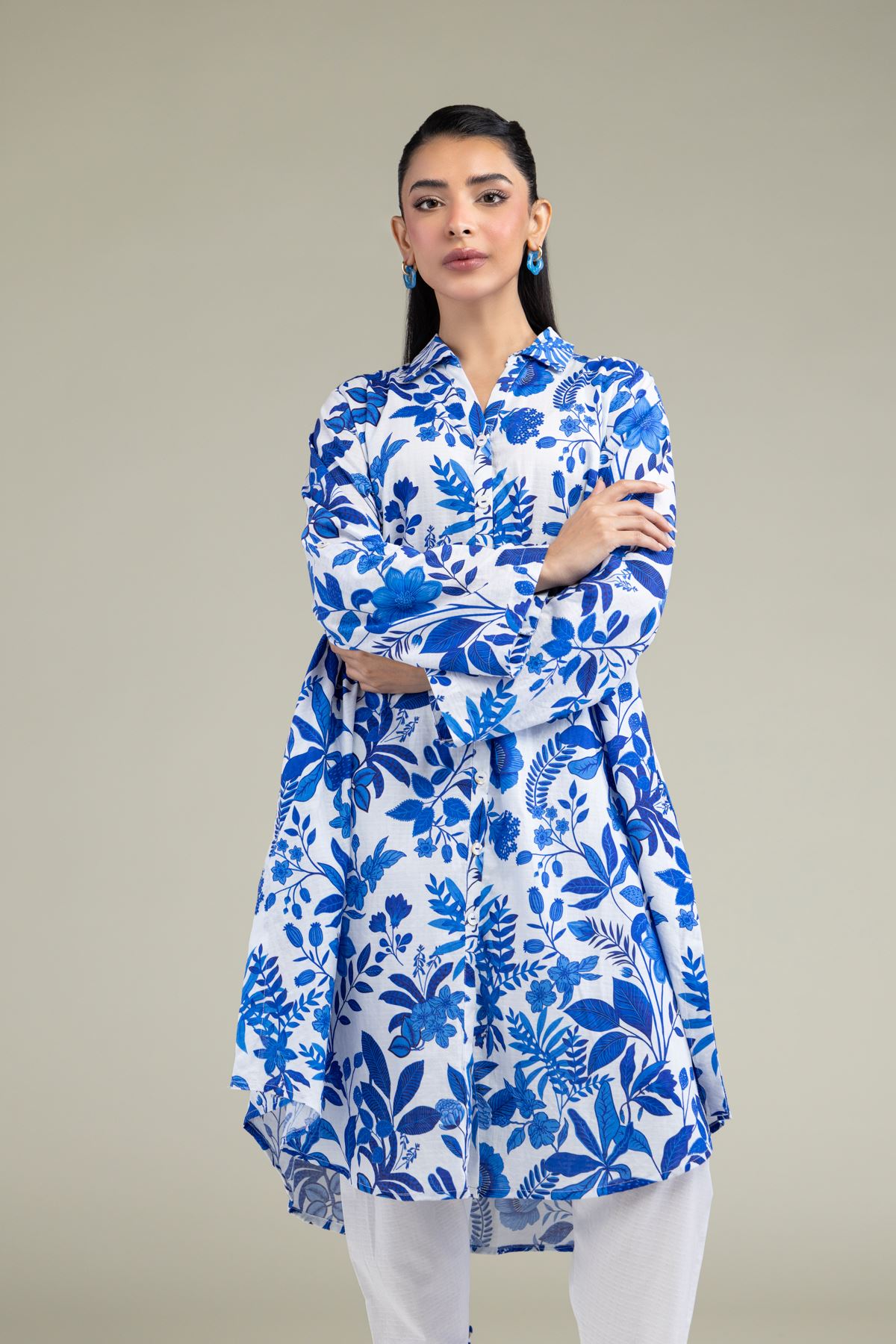 Printed Cotton Dobby Floral Short Kurta - 1-26-202-A-A1-VG