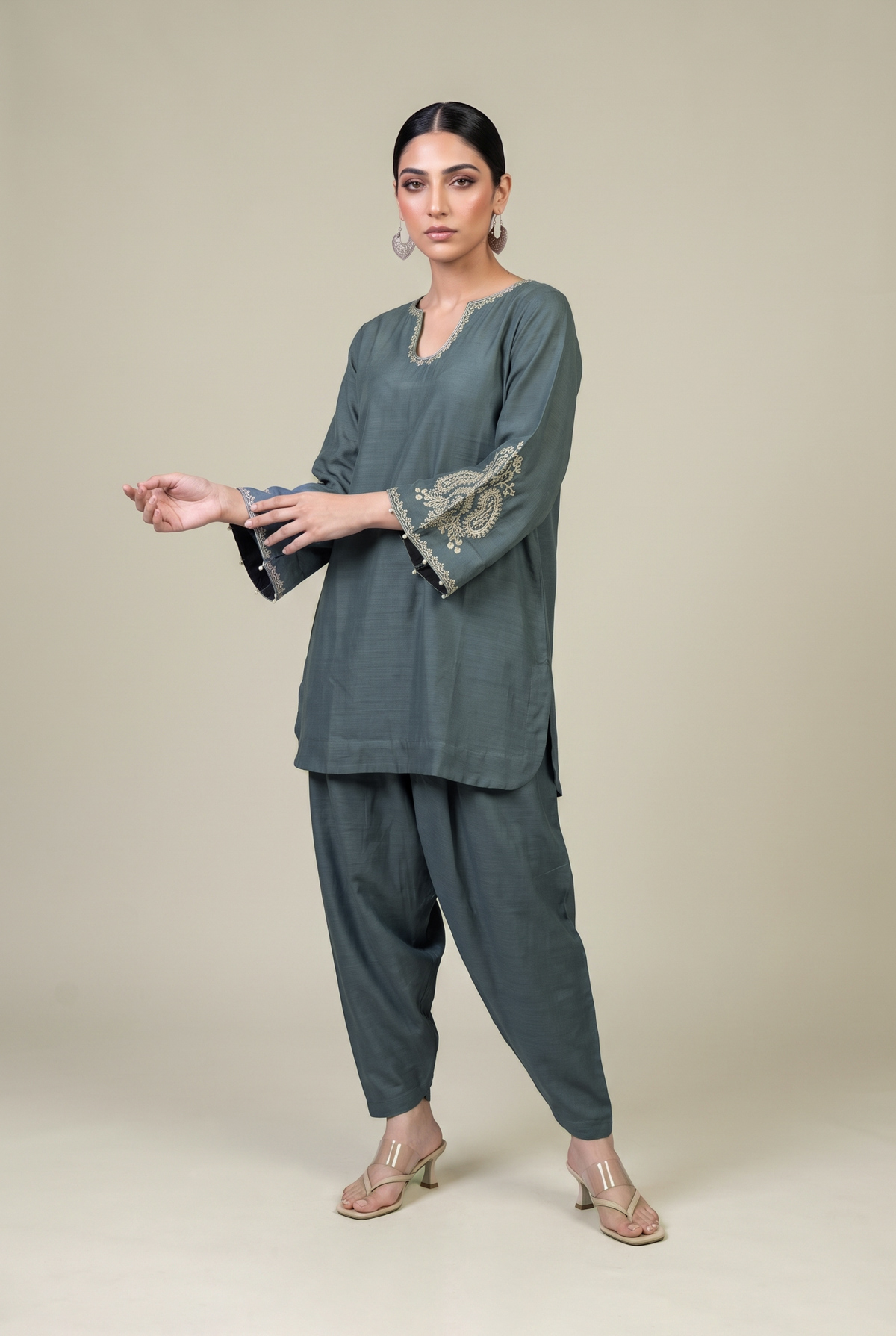 Embroidered Light Khaddar Short Embroidered Kurta - 1-26-415-A-B2-VG