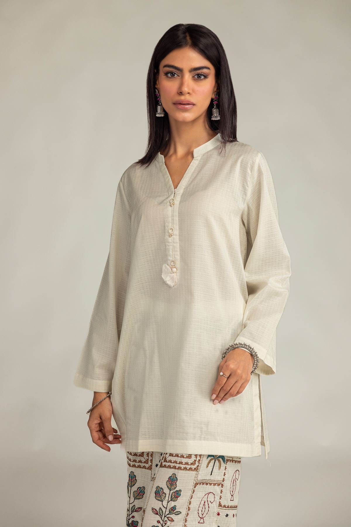 Embroidered Cotton Dobby Cotton Dobby Kurta - 12-26-301-B-D1-VG