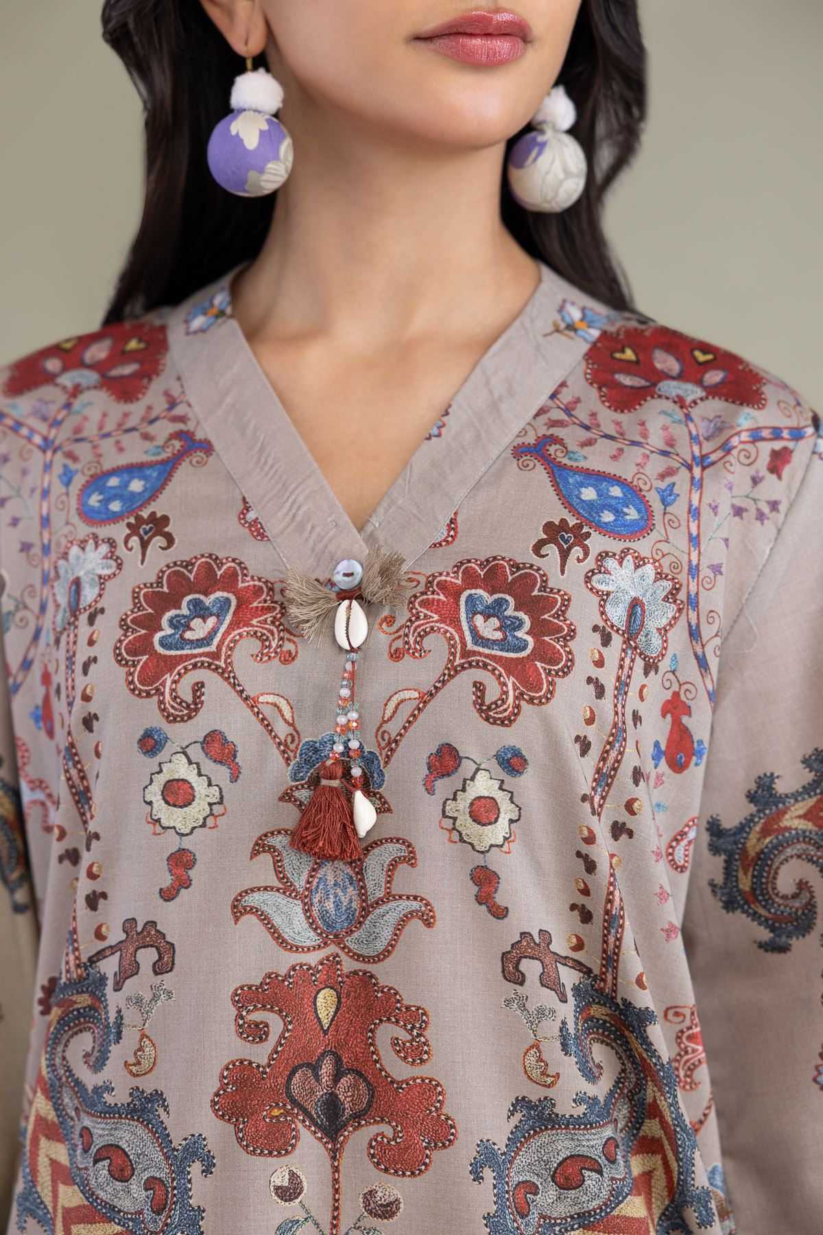 Printed Cambric Printed Floral Kurta - 1-26-102-A-F-VG