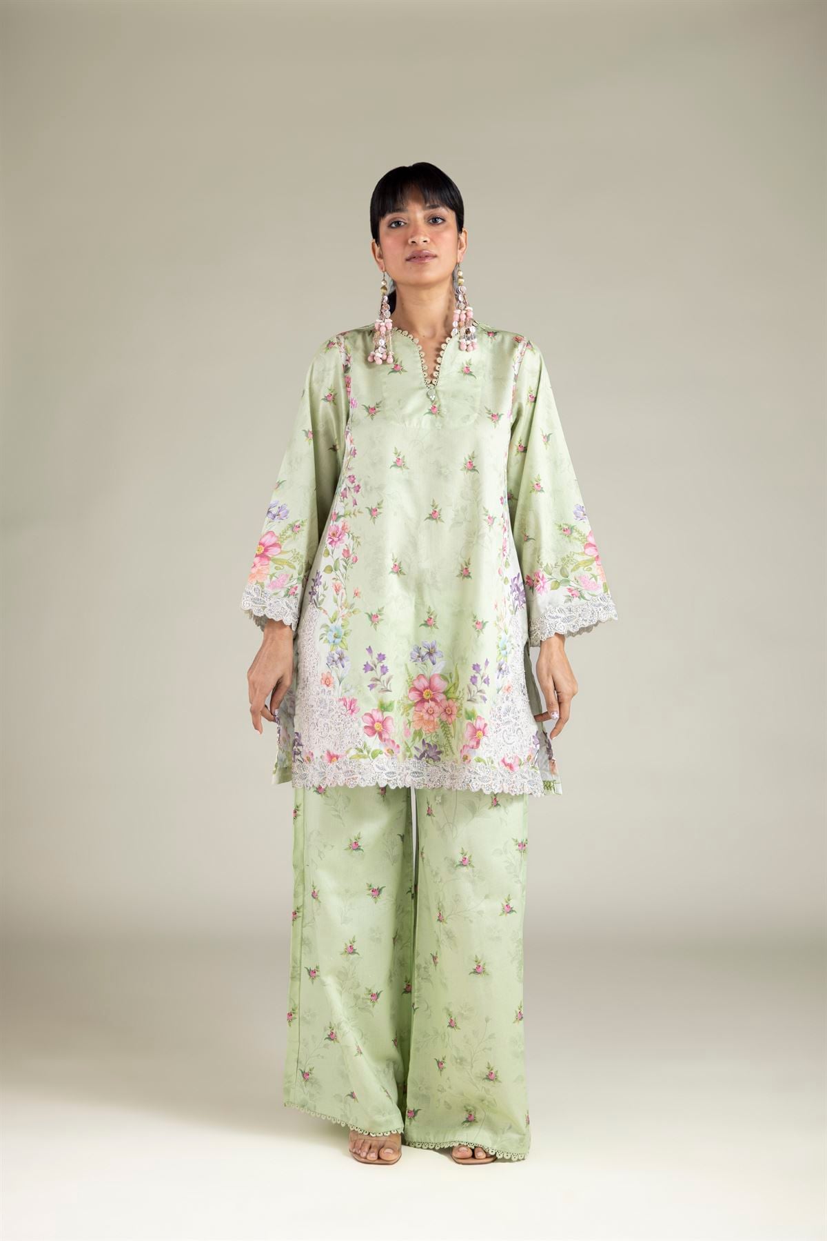 Embroidered Satin Fabrics 2 Piece | Top and Bottom - A33-26-103FC1-VG