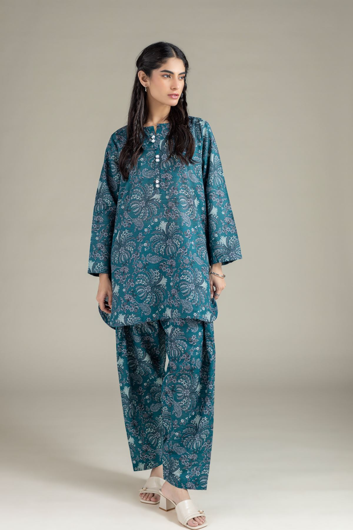Printed Textured Cotton Kurta - 25-09-11E3-07TA-VG