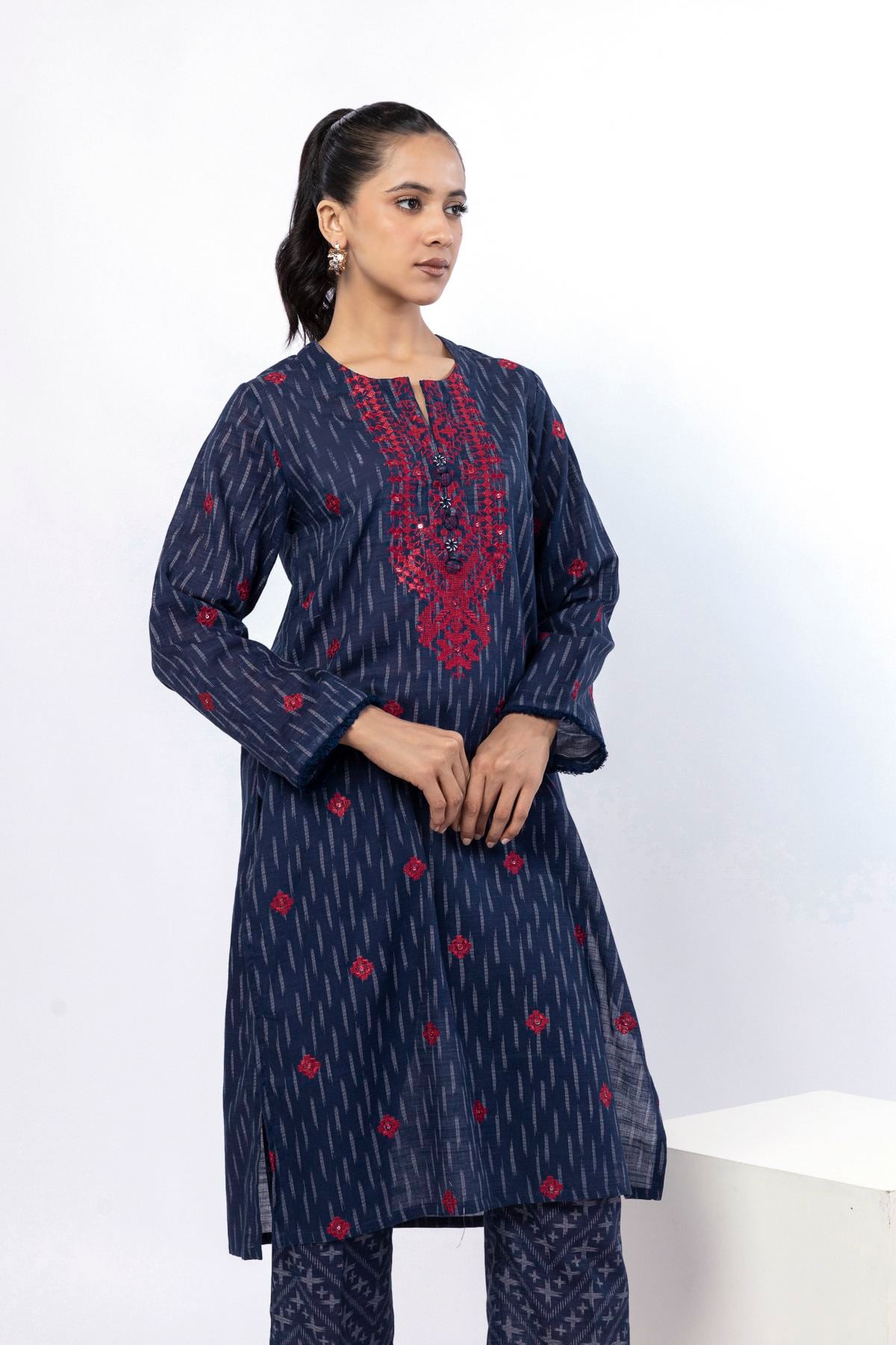 Embroidered Khaddar Fabrics 2 Piece | Top and Bottom - KW57A-VG
