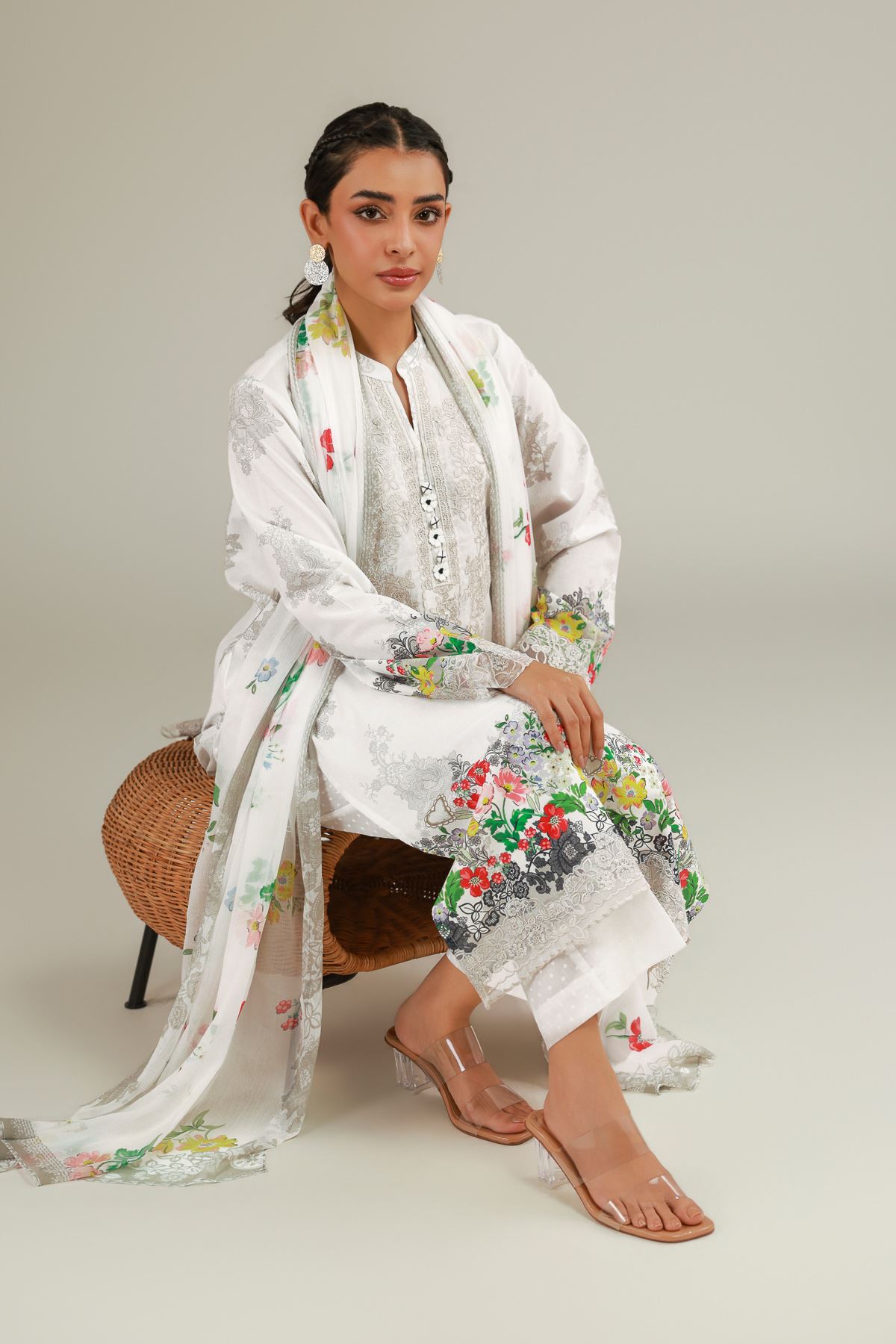 Embroidered Cambric Tailored 3-Piece Dress - T-A33-26-112FC1-VG