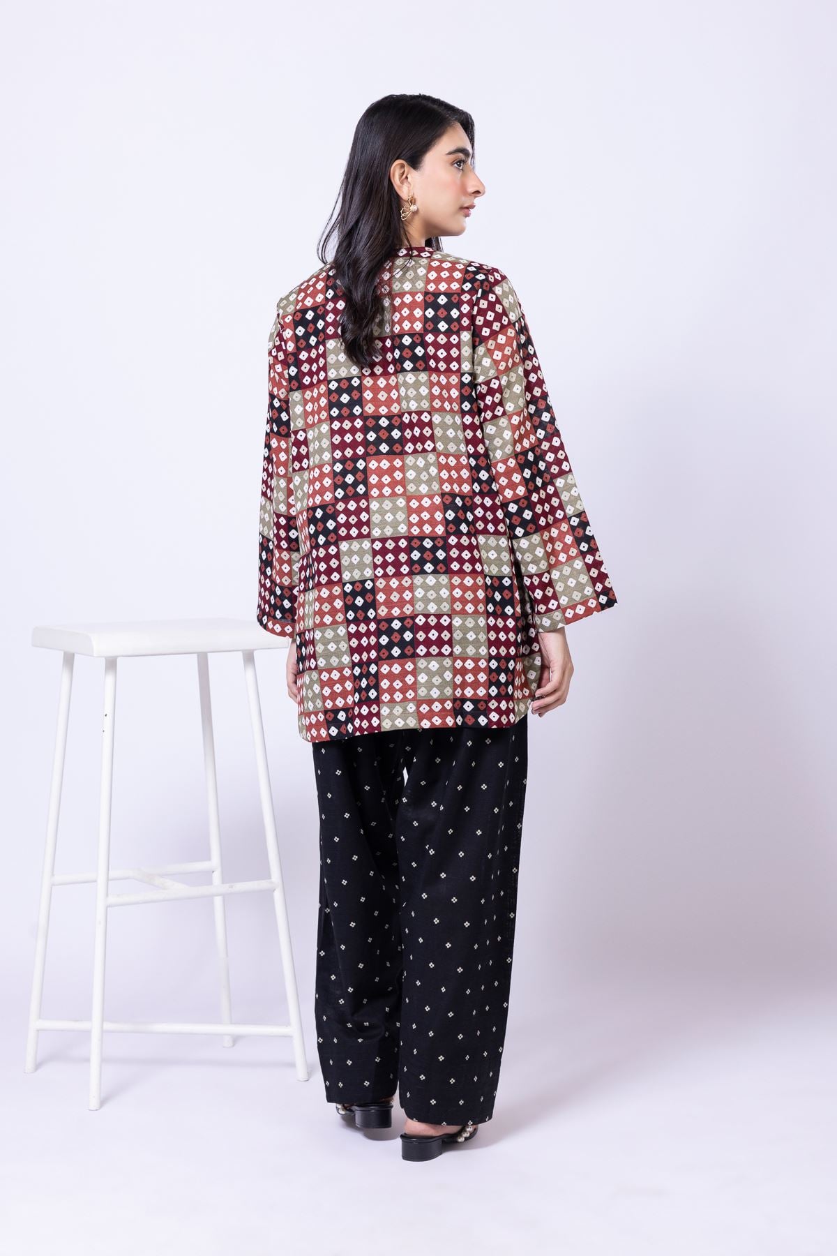 Printed Khaddar Short Geometric Kurta - 25-09-12E2-01TA-VG
