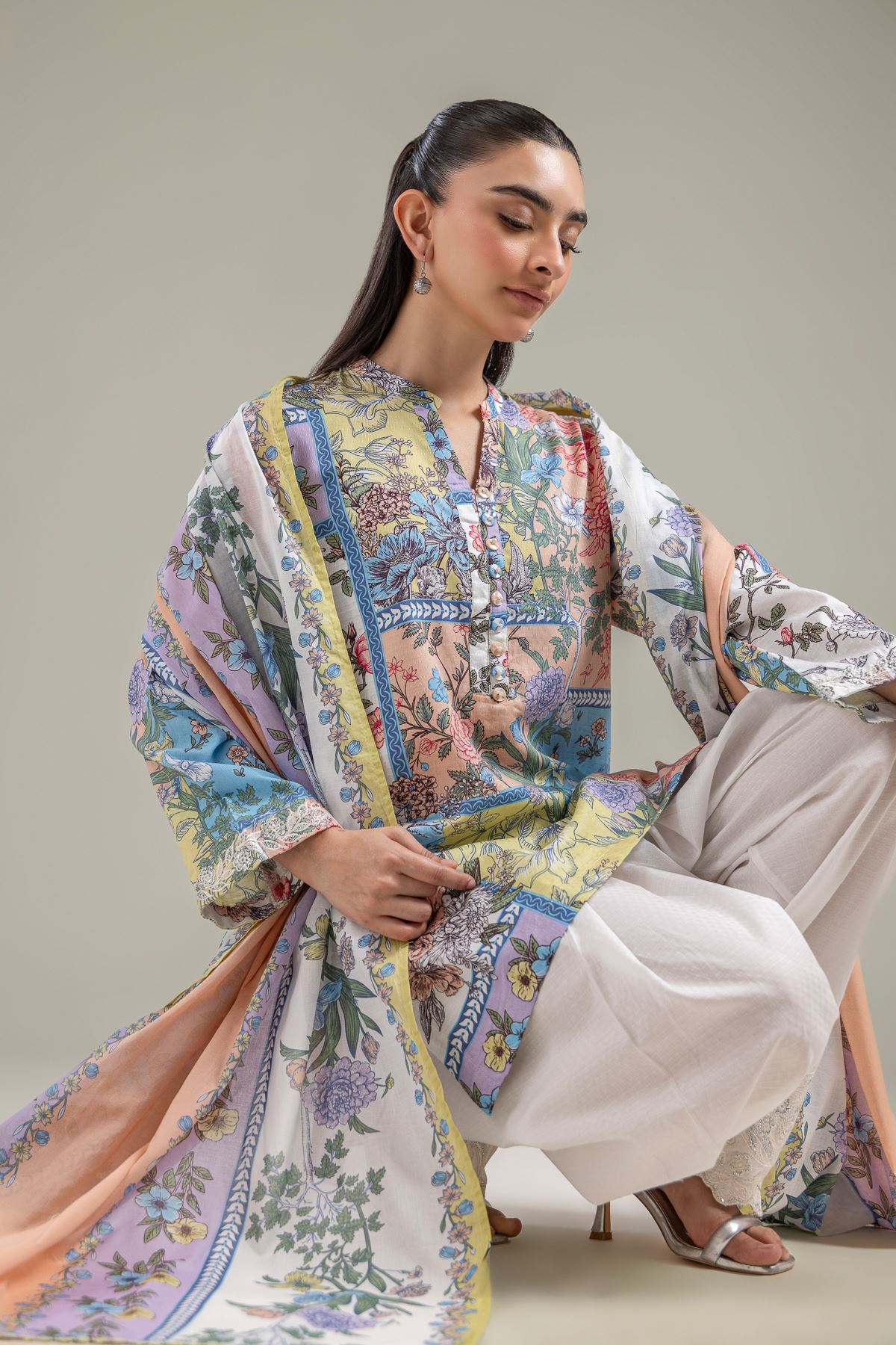 Embroidered Cotton Dobby Button-Down Cotton Kurta - 1-26-118-A-C-VG