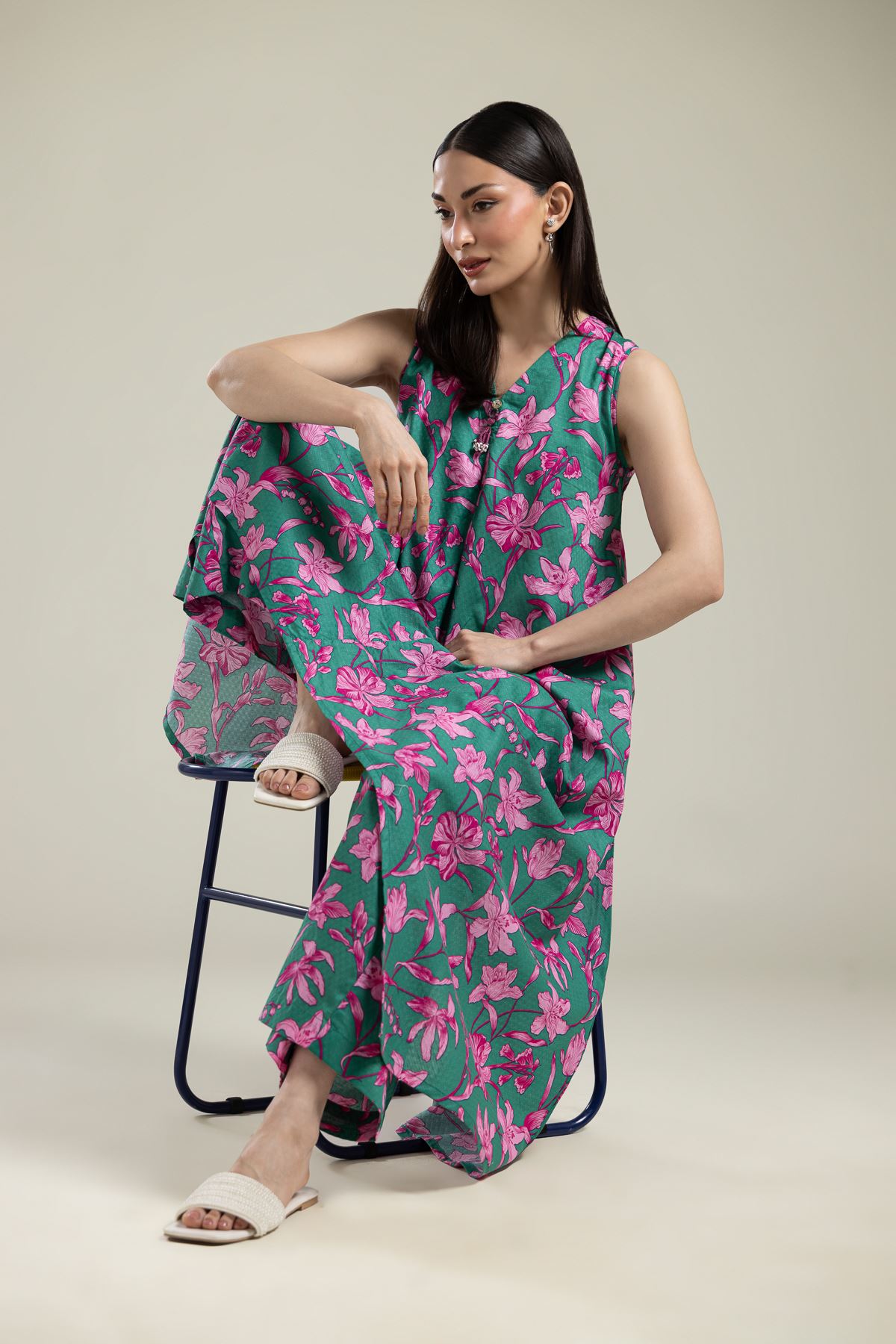 Printed Cotton Dobby Sleeveless Cotton Kurta - 2-26-202-A-A-VG