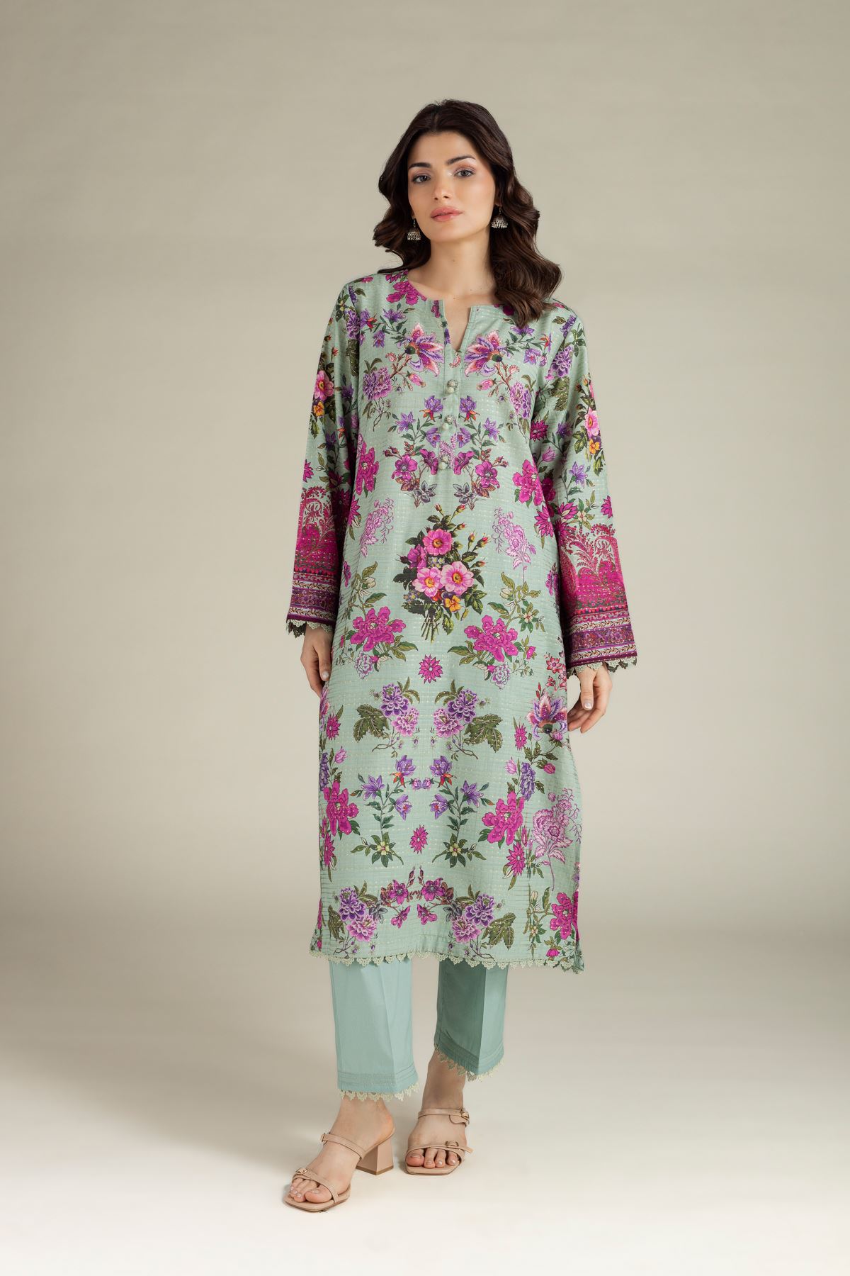 Printed Messuri Dobby Lawn Co-ord Set - T-A22-26-103FF1-VG