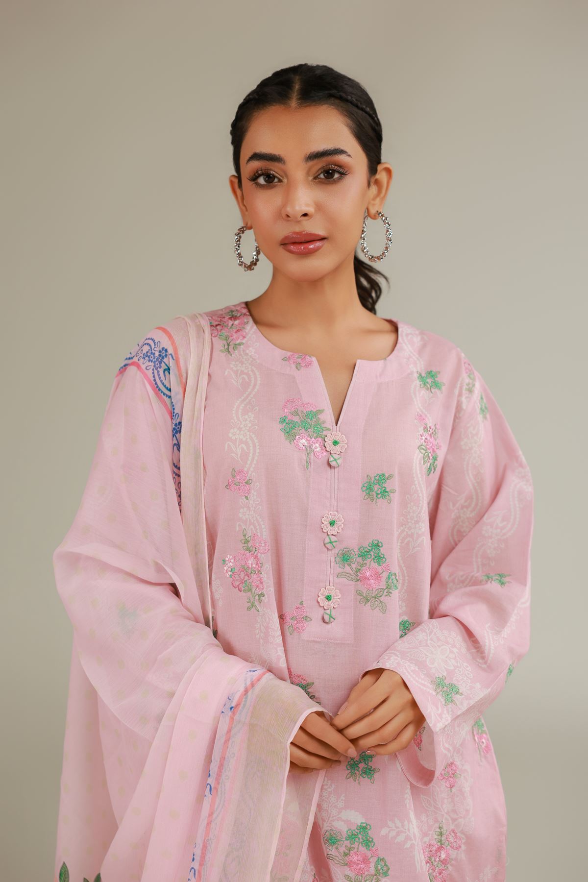 Embroidered Cambric Cambric Tailored 3-Piece - T-A33-26-112FG1-VG