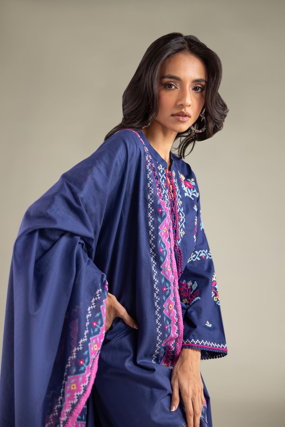 Embroidered Lawn Floral Spring Dupatta - 1-26-112-C-F-VG